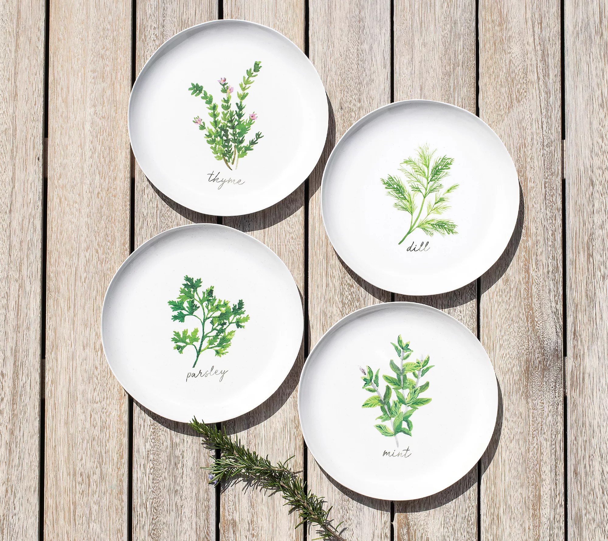 TarHong Garden Herbs Melamine Salad Plate Set of 4