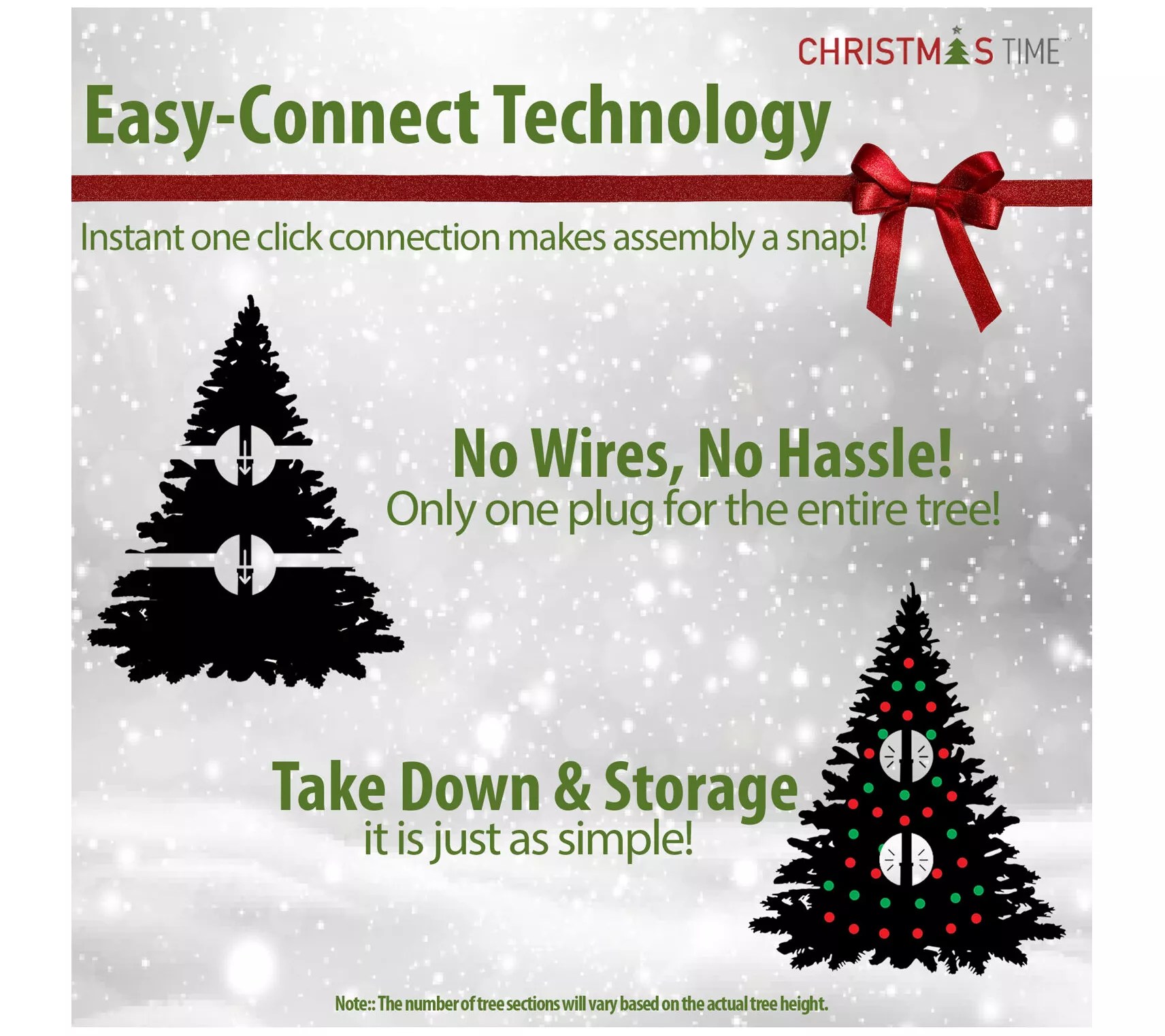 6.5' White Pine Snowy Artificial Christmas Tree with Multi