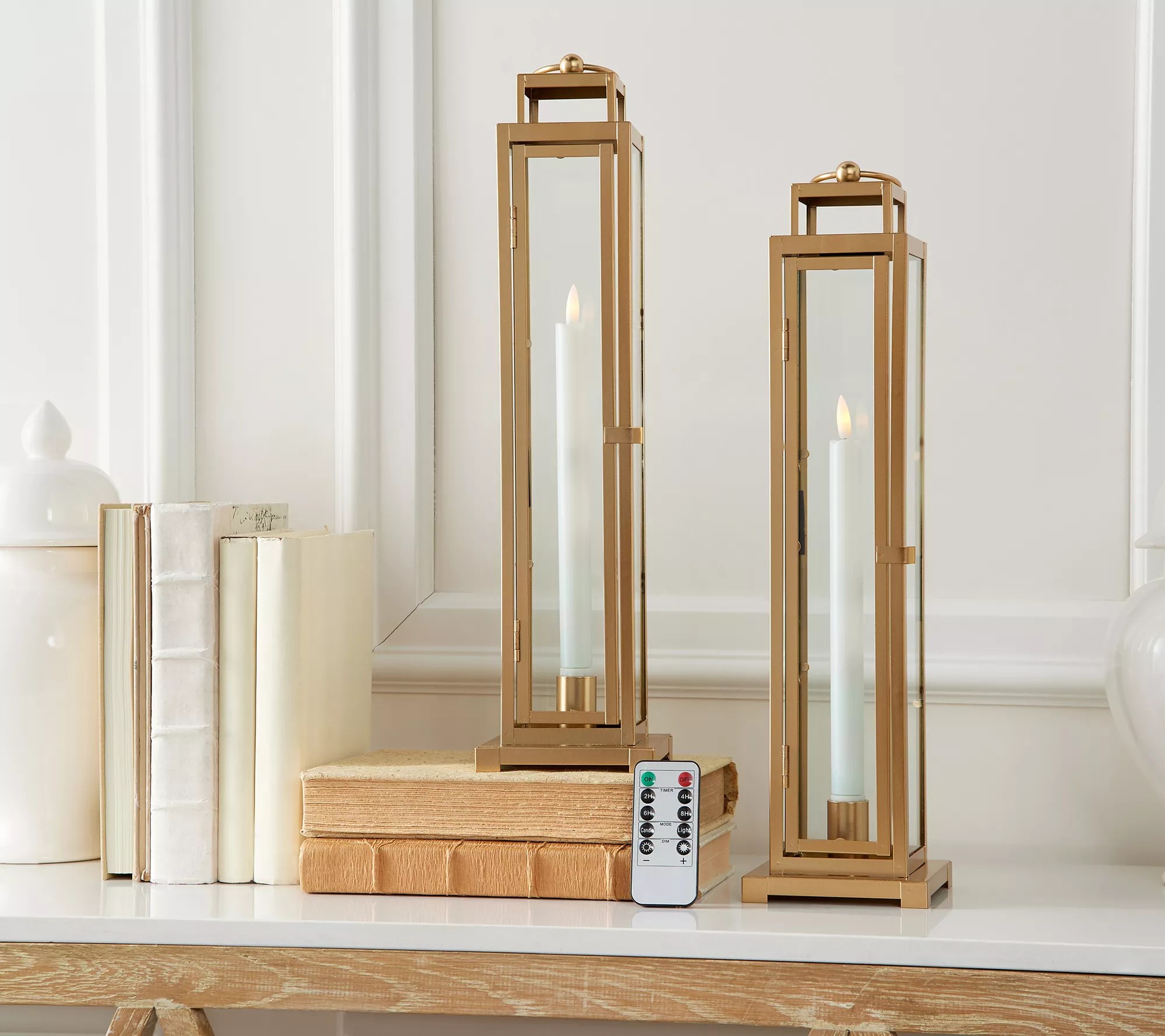 "As Is" Home Reflections S/2 17" Metal Lantern with Taper Candles