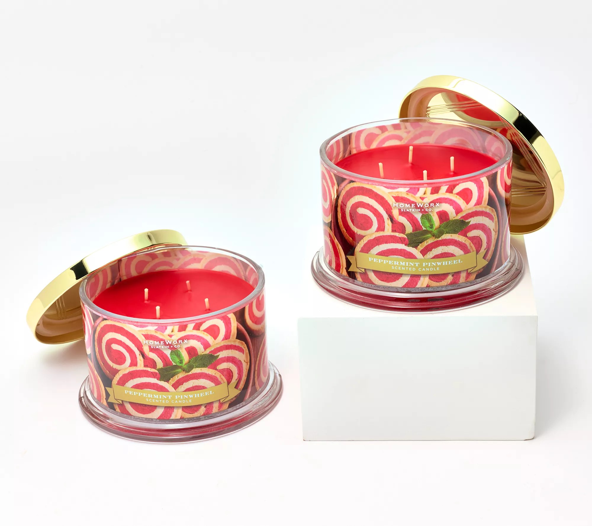 "As Is" HomeWorx by Slatkin + Co. S/2 Peppermint 18oz Candles