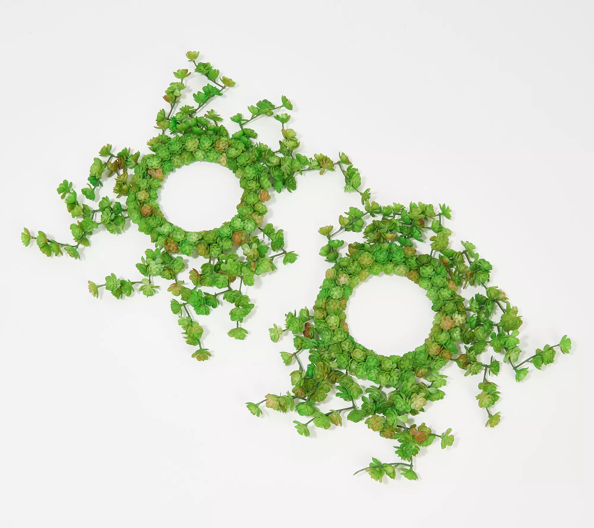 S/2 Real Touch Cascading Succulent Candle Rings by Valerie