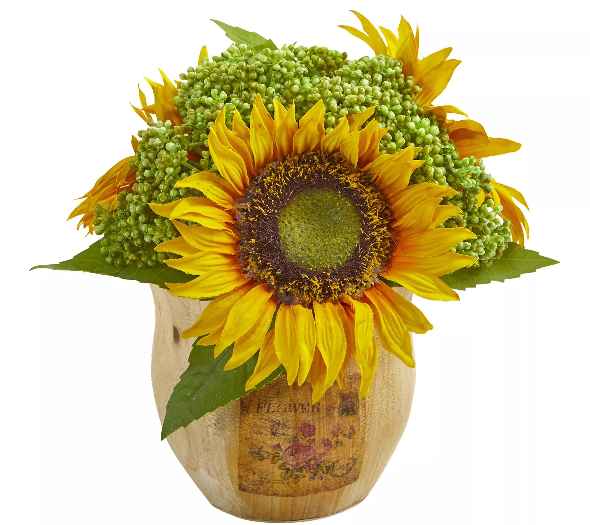 Sunflower Arrangement in Planter Set of 2 by Nearly Natural