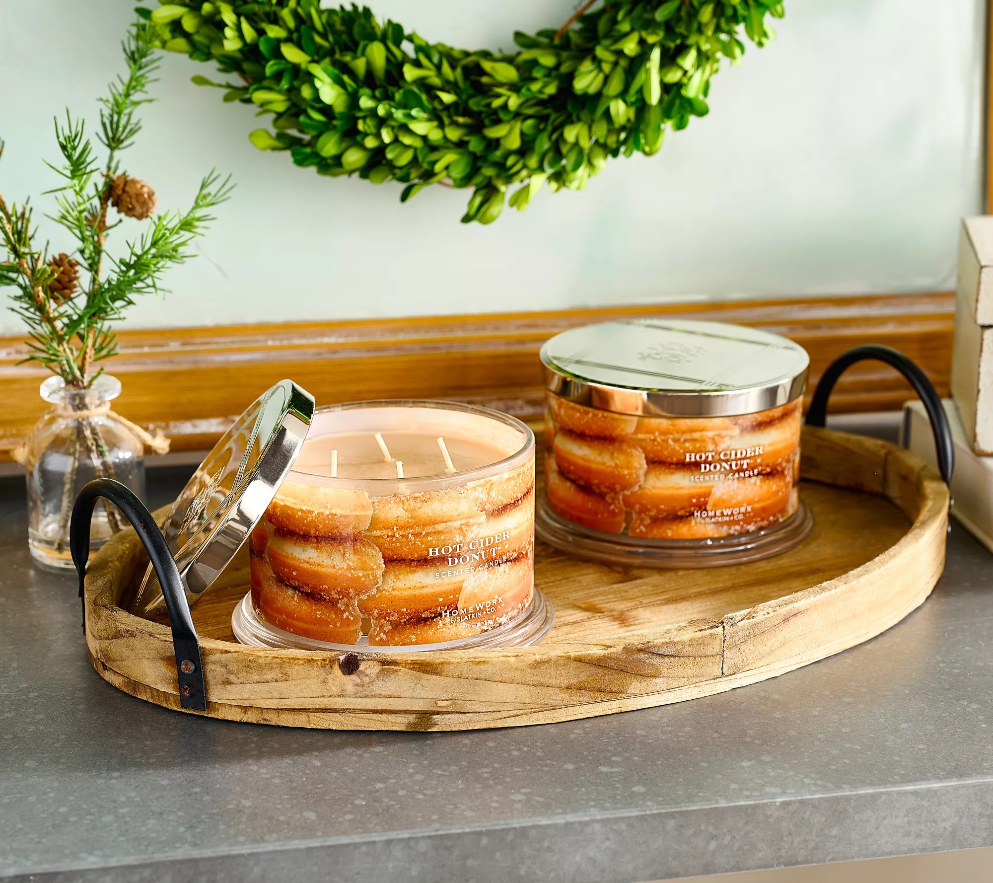 HomeWorx by Slatkin & Co. Set of 2 18oz Hot Cider Donut Candles