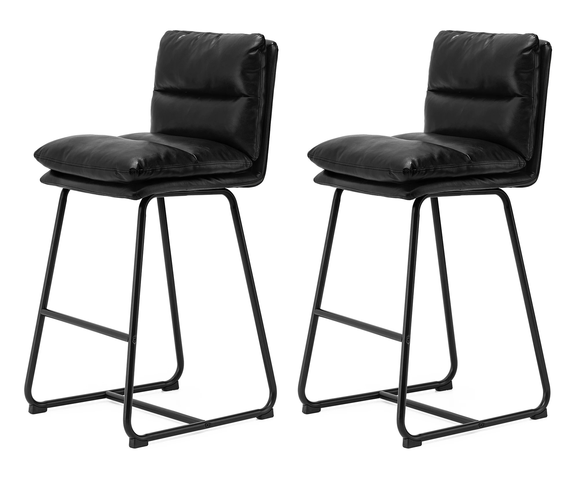 Glitzhome Modern Faux Leather MetalLeg Bar Stools S/2