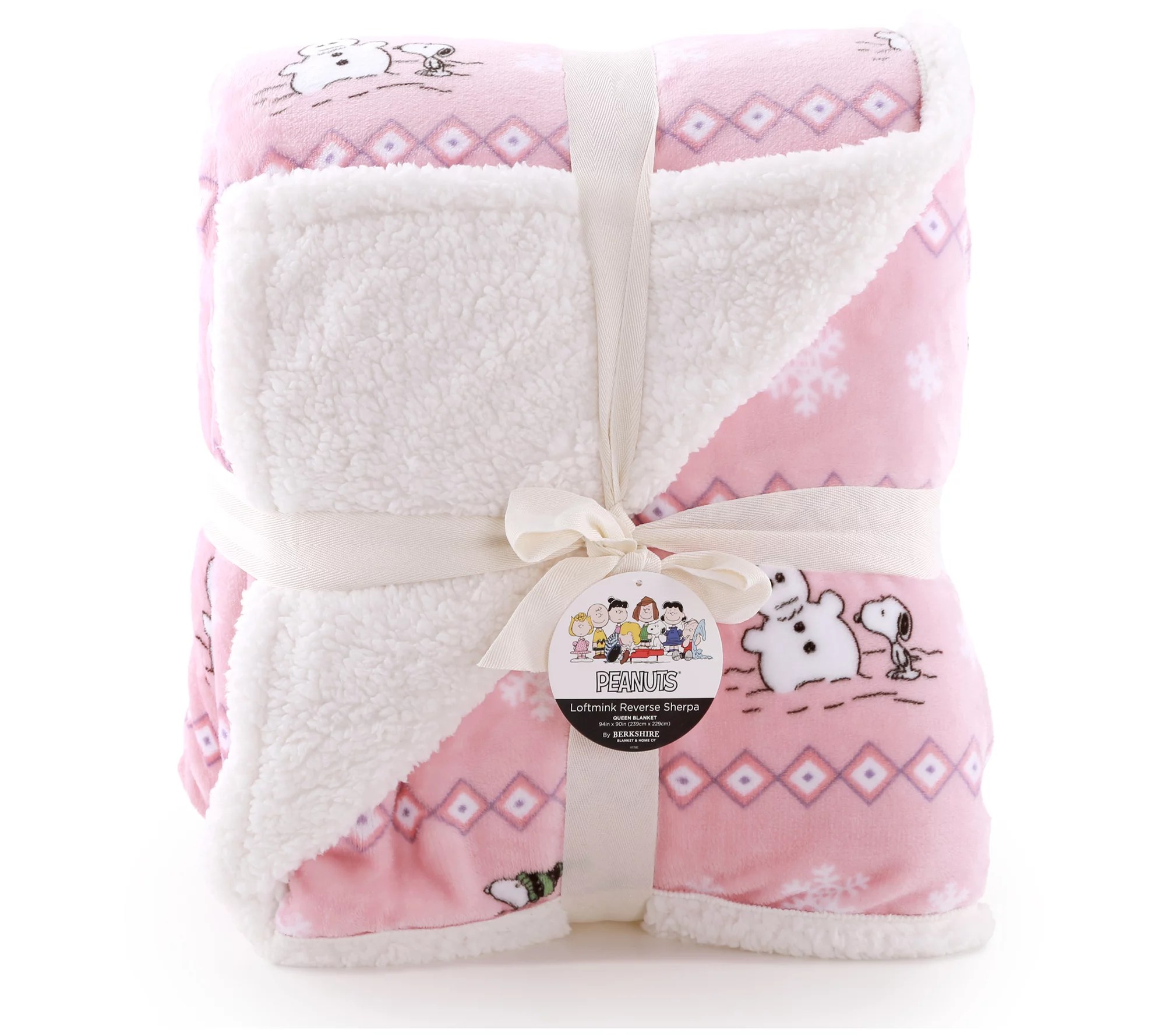 Berkshire Velvetsoft Reverse_Sherpa Peanuts Blanket Queen
