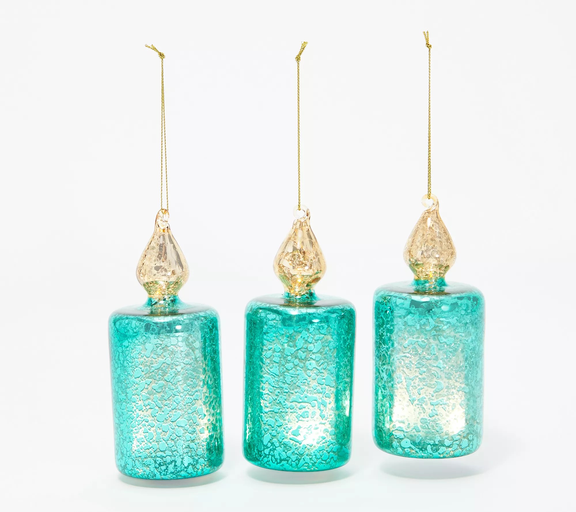 Set of 3 Illuminated Mini Mercury Glass Candles by Valerie
