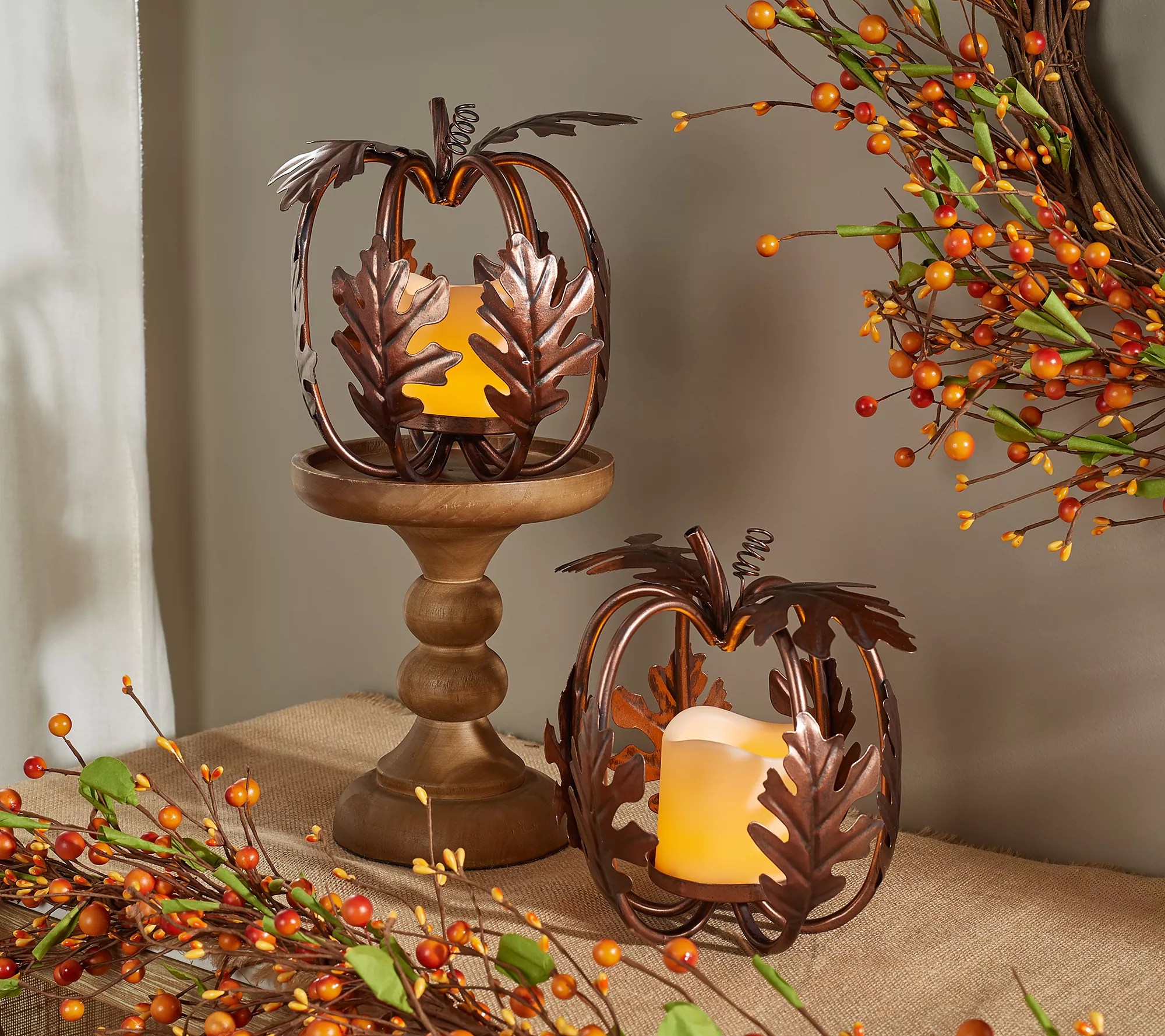 S/2 Illuminated Metal Decorative Pumpkins by Valerie