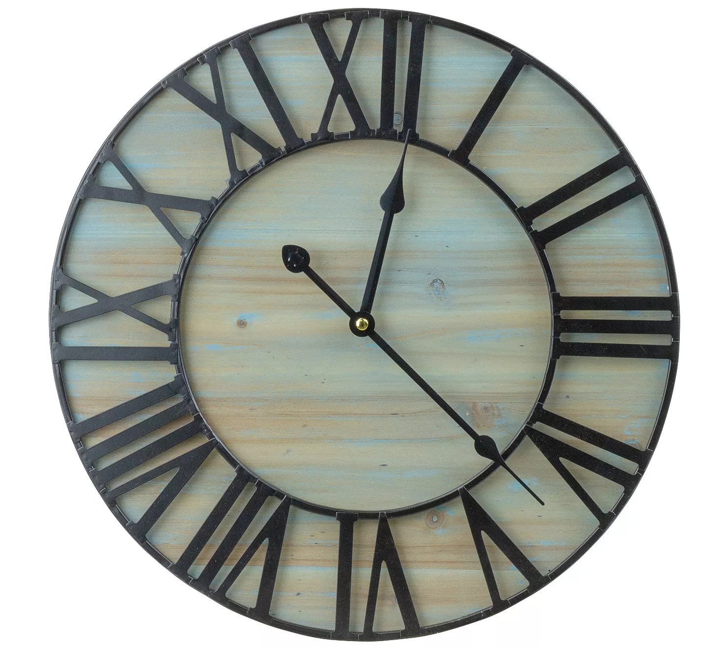 Sorbus Metal & Solid Wood Wall Clock (15.75" Di am)