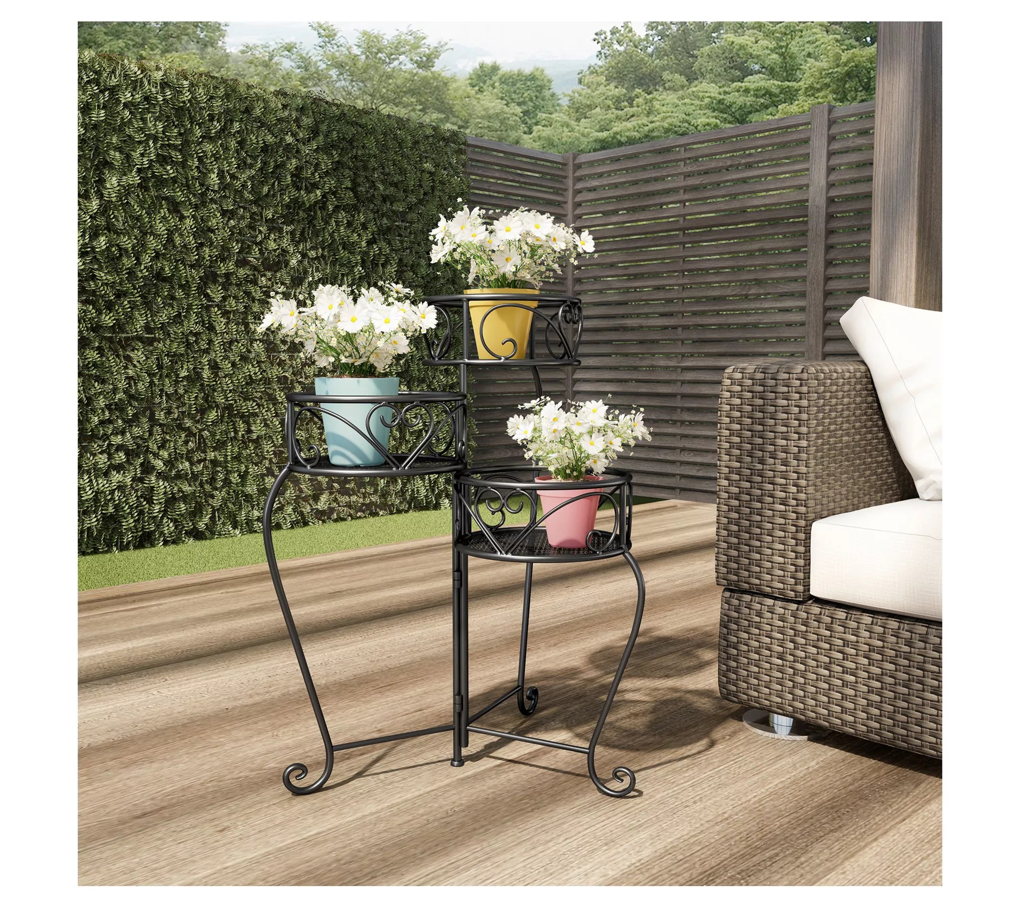 Pure Garden 3Tier Folding Wrought Iron Plant Stand