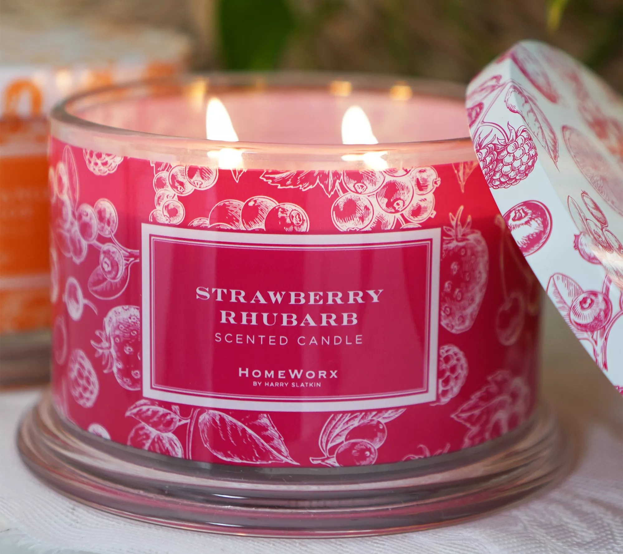 "As Is"Homeworx by Harry Slatkin S/2 18 oz Strawberry Rhubarb Candles