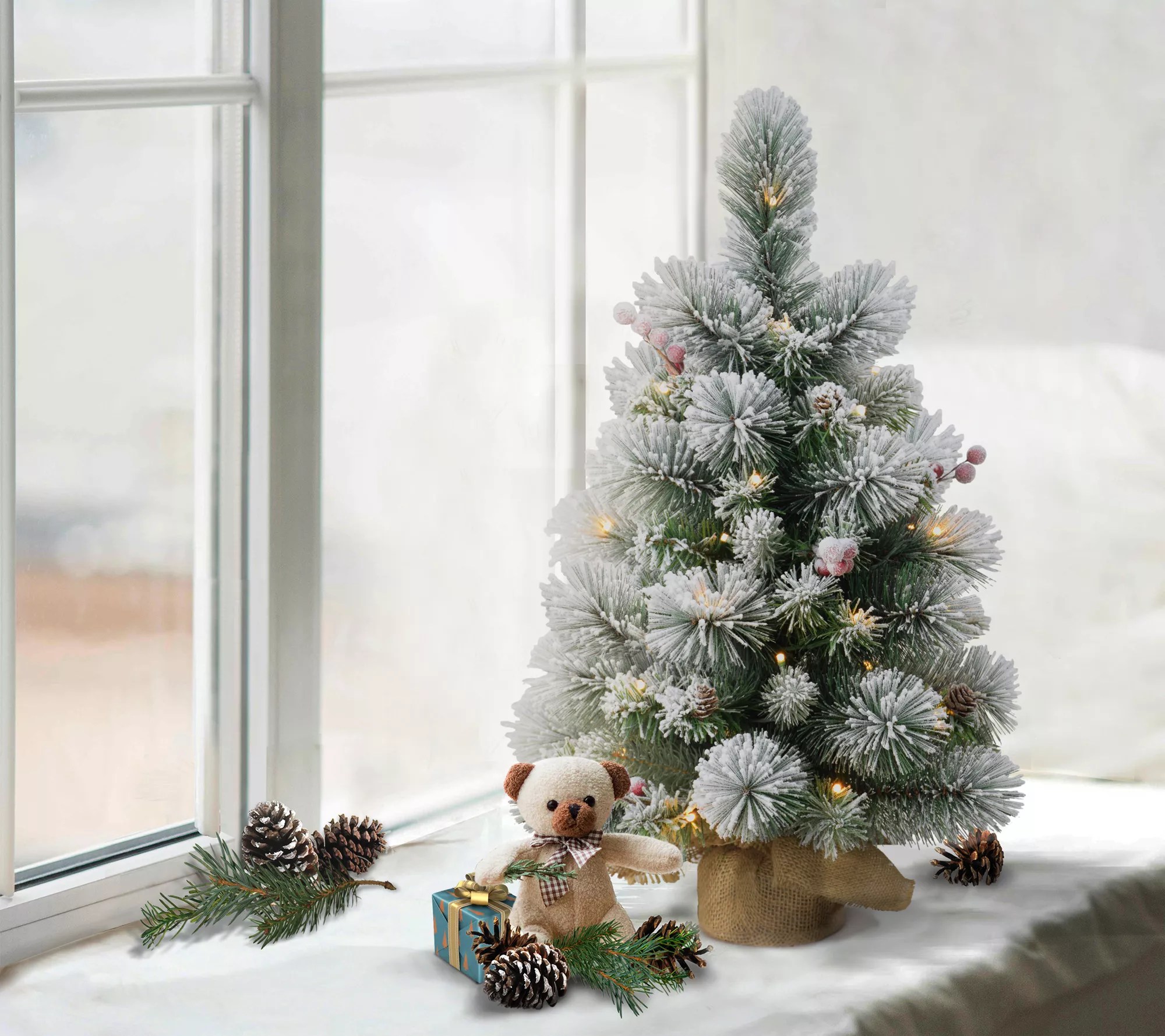 Puleo PreLit 2' Table Top Artificial Christmas Tree