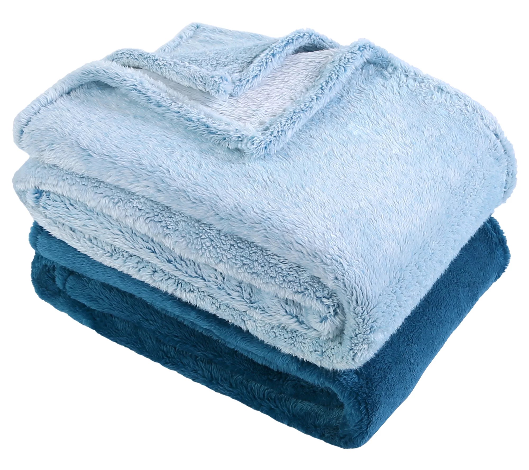 Berkshire Blanket Set of 2 ExtraFluffy Frosted& Solid Throws