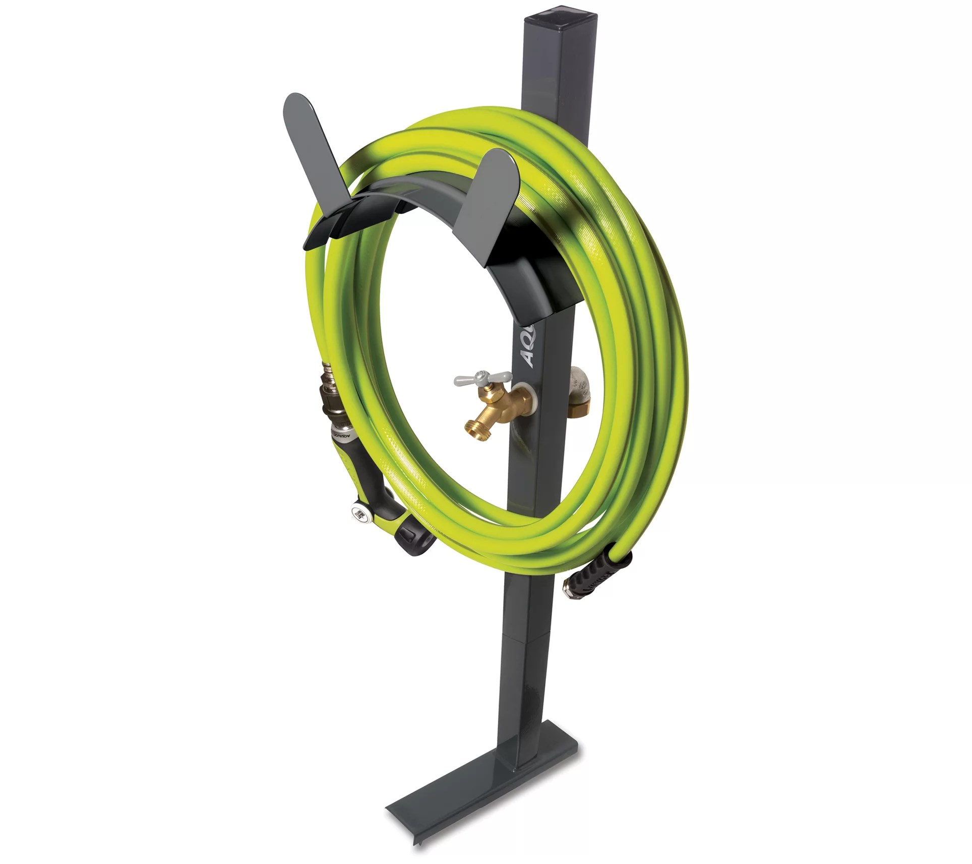 Aqua Joe Garden Hose Stand with Brass Faucet