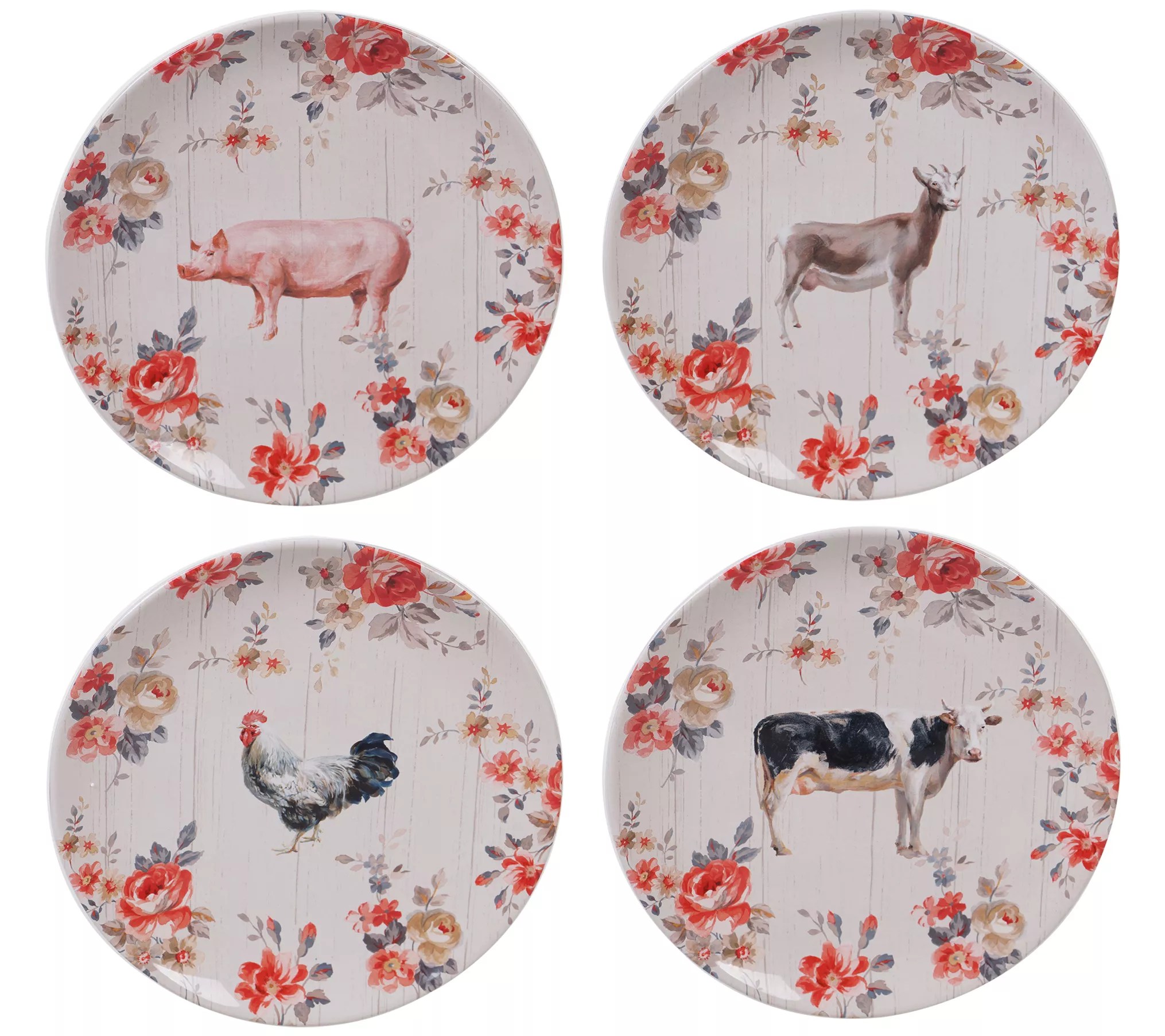 Certified International Farmhouse Set of (4) Dinner Plates