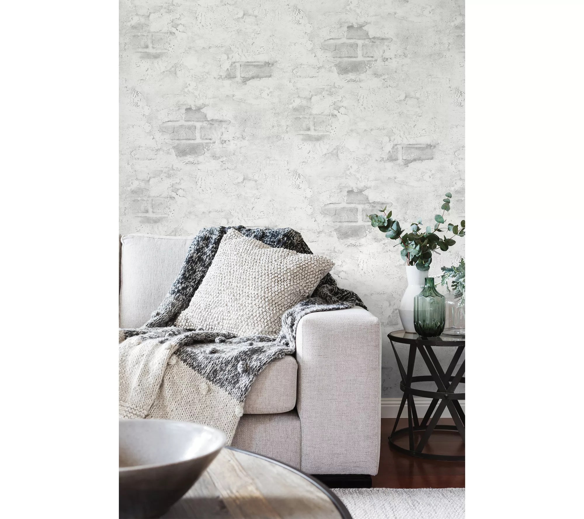 NextWall Faux Stuccoed Brick Peel and Stick Wallpaper Roll