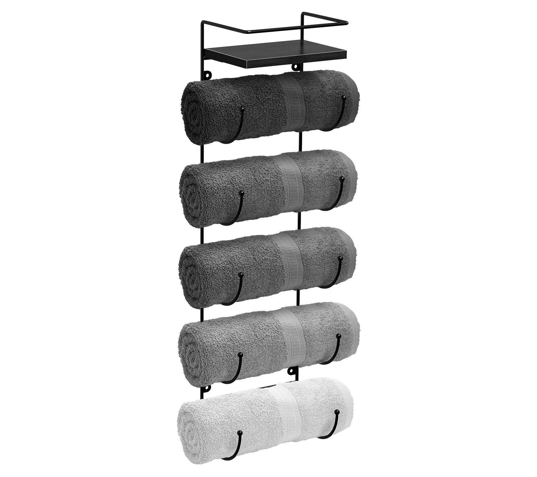 Sorbus 5Tier Towel Rack with Wooden Top Shelf