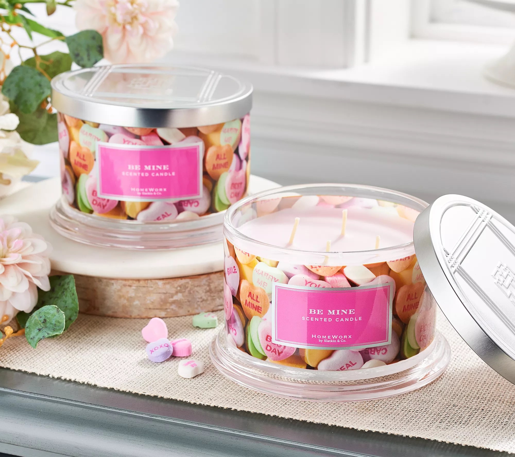 "As Is" HomeWorx by Slatkin & Co. S/2 Be Mine 18oz Candles