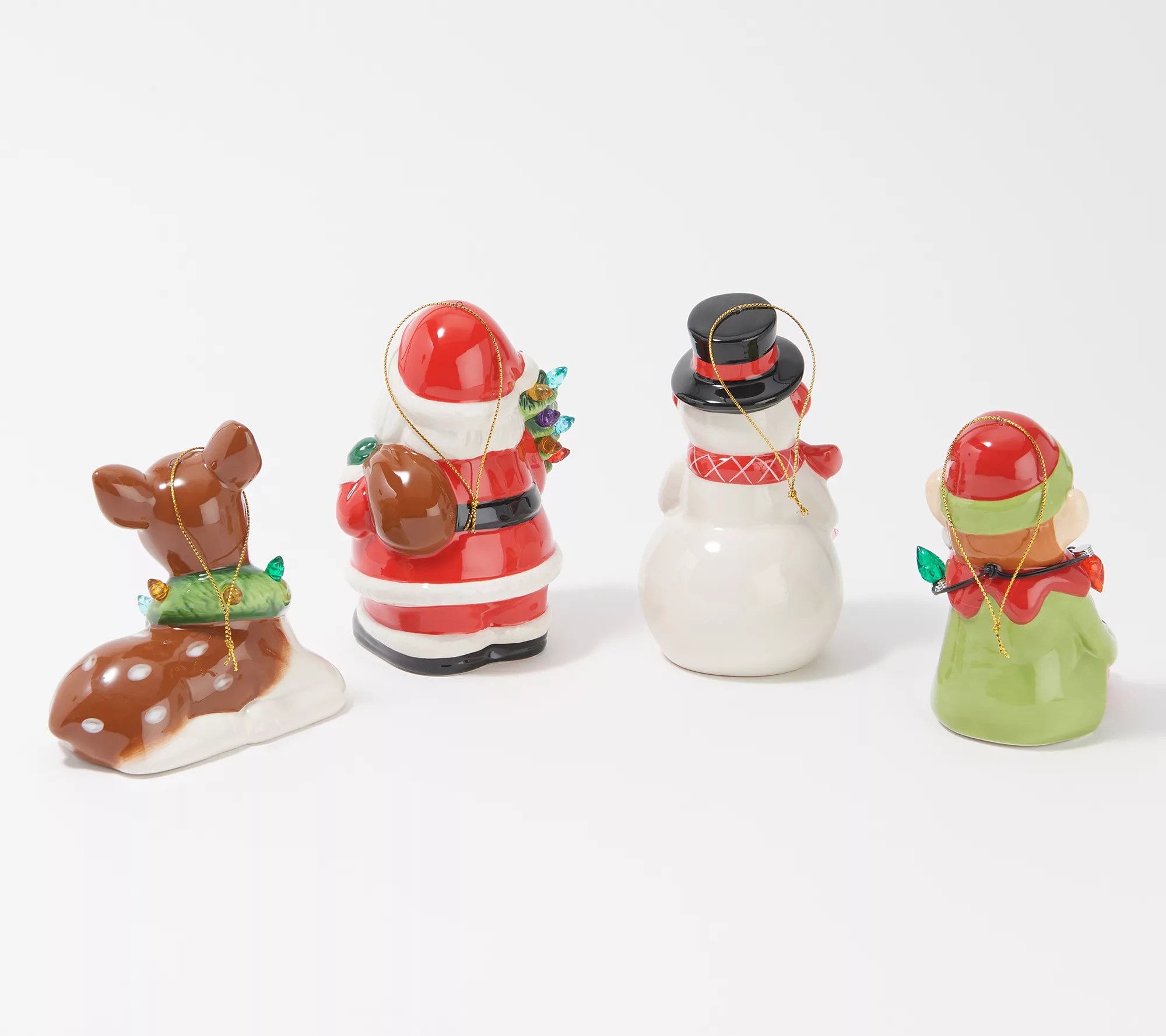 Mr. Christmas Set of 4 Lit Nostalgic Holiday Figures with Gift Bags