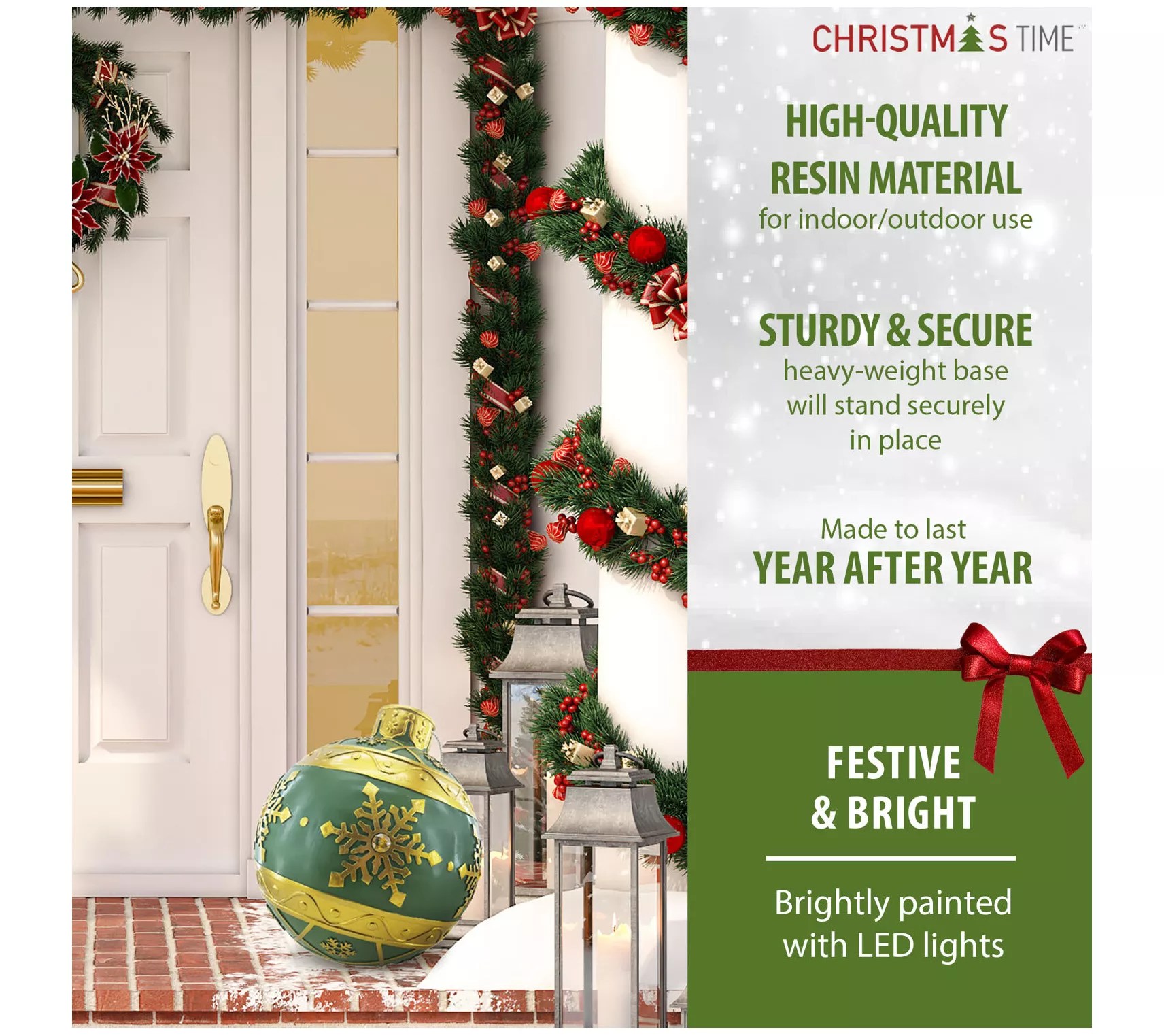 Christmas Time 18In. Resin Oversized Christmas Ornament