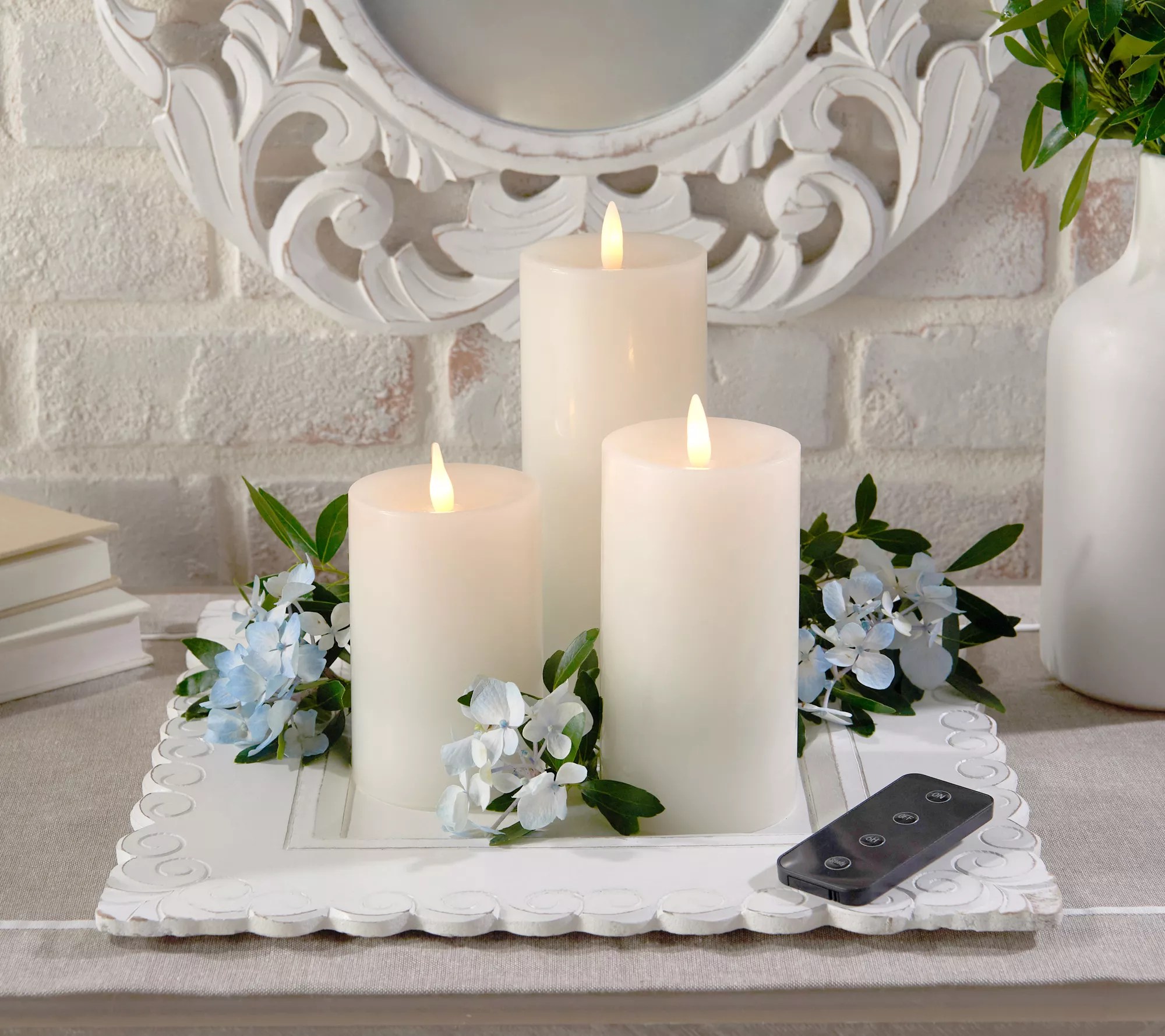 "As Is" Set of 3 "Candlelight" Wax Candles with Remote by Valerie