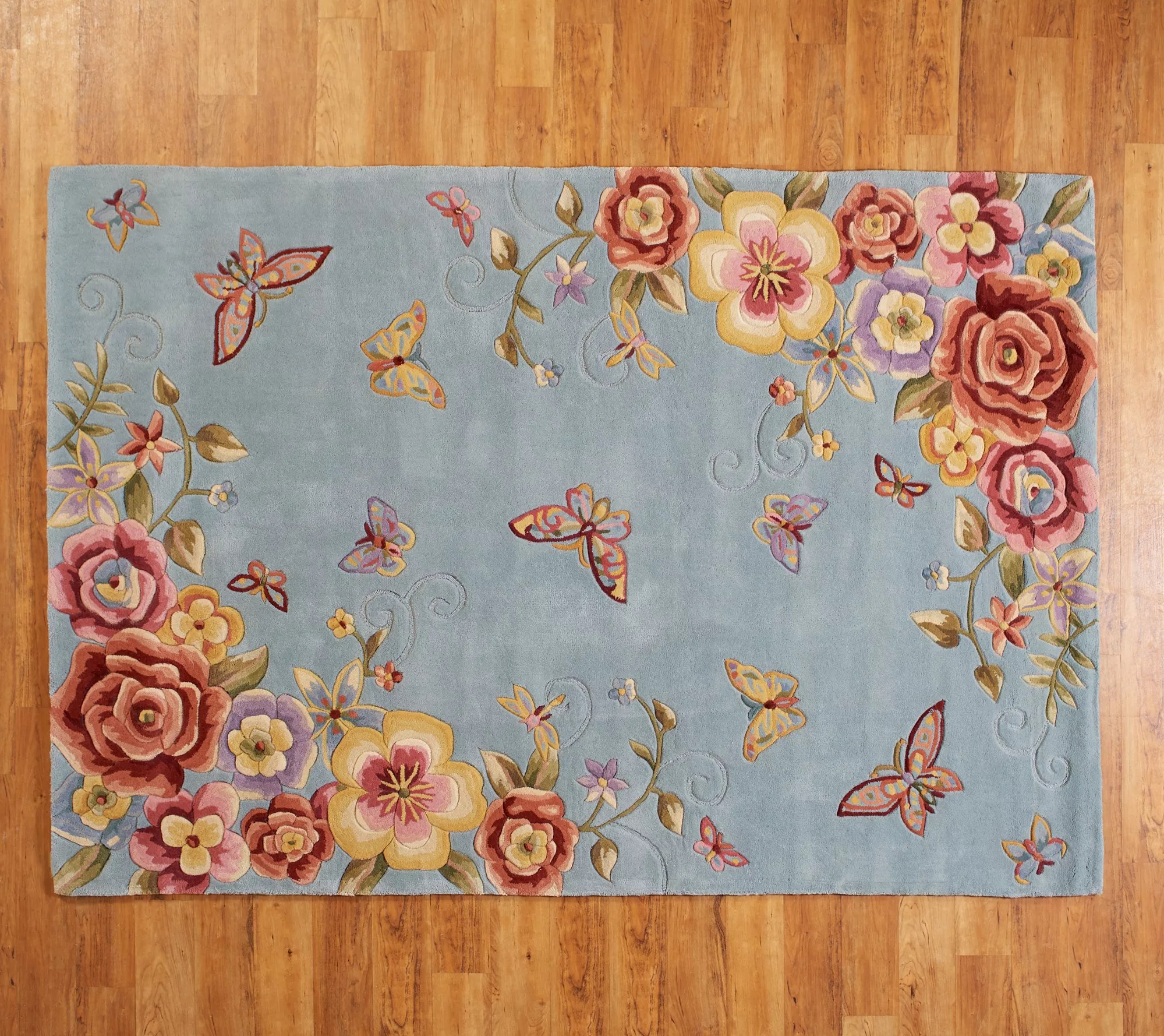 Royal Palace 6' x 9' Butterfly Floral Wool Rug