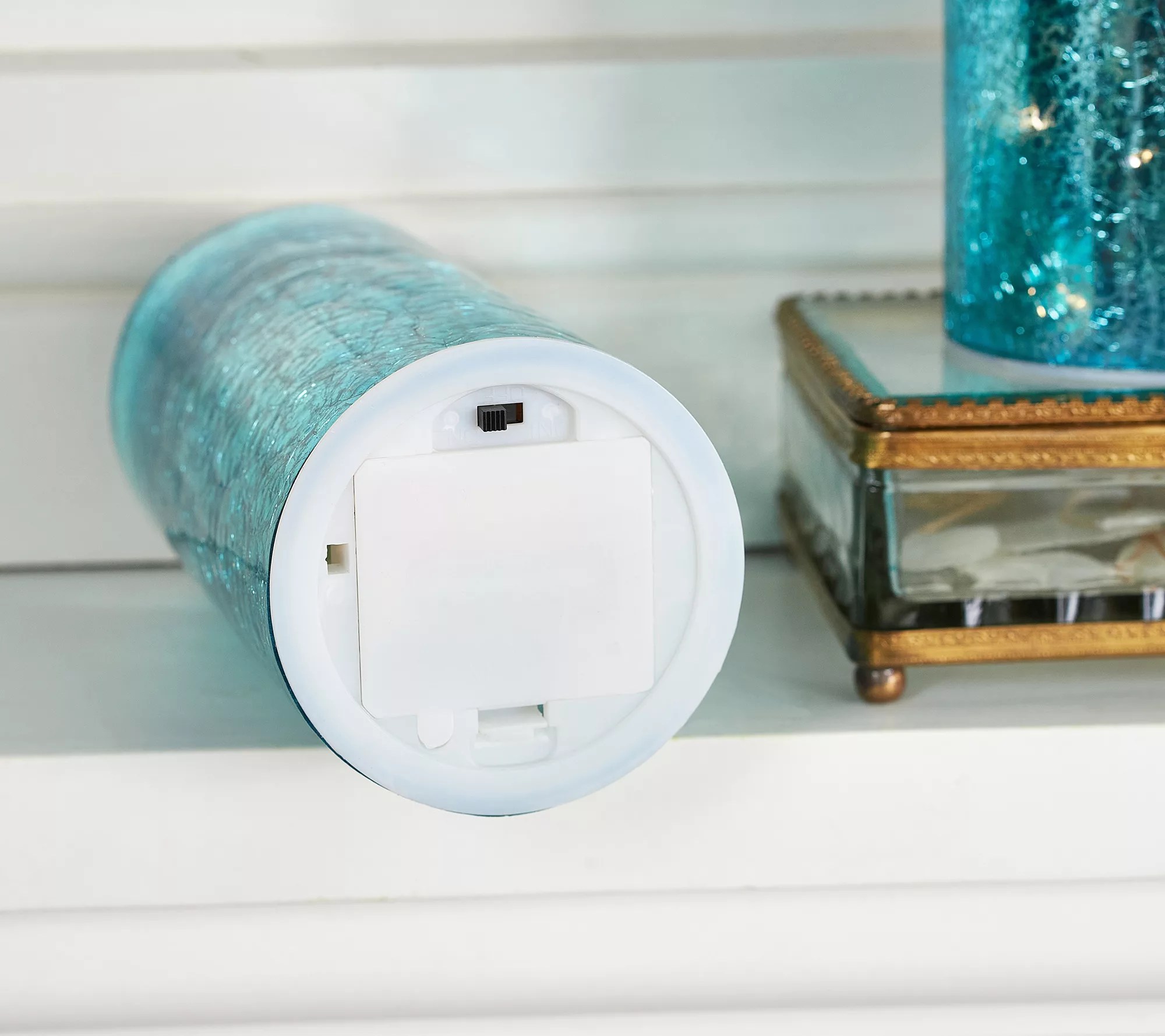 Set of 2 8" Crackle Mercury Glass Candles by Valerie