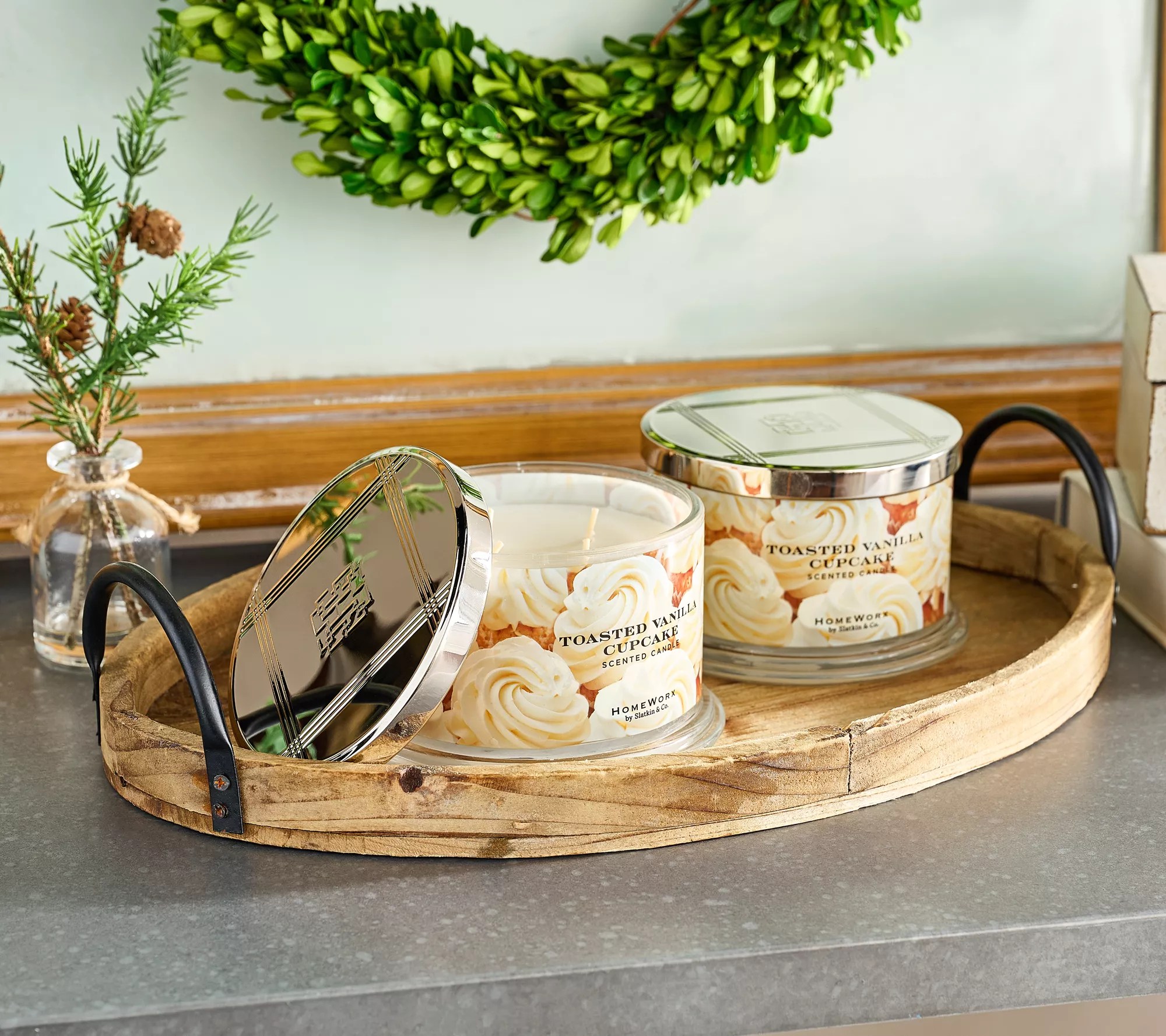 HomeWorx by Slatkin & Co. Set of 2 18oz Toasted Vanilla Cupcake Candles