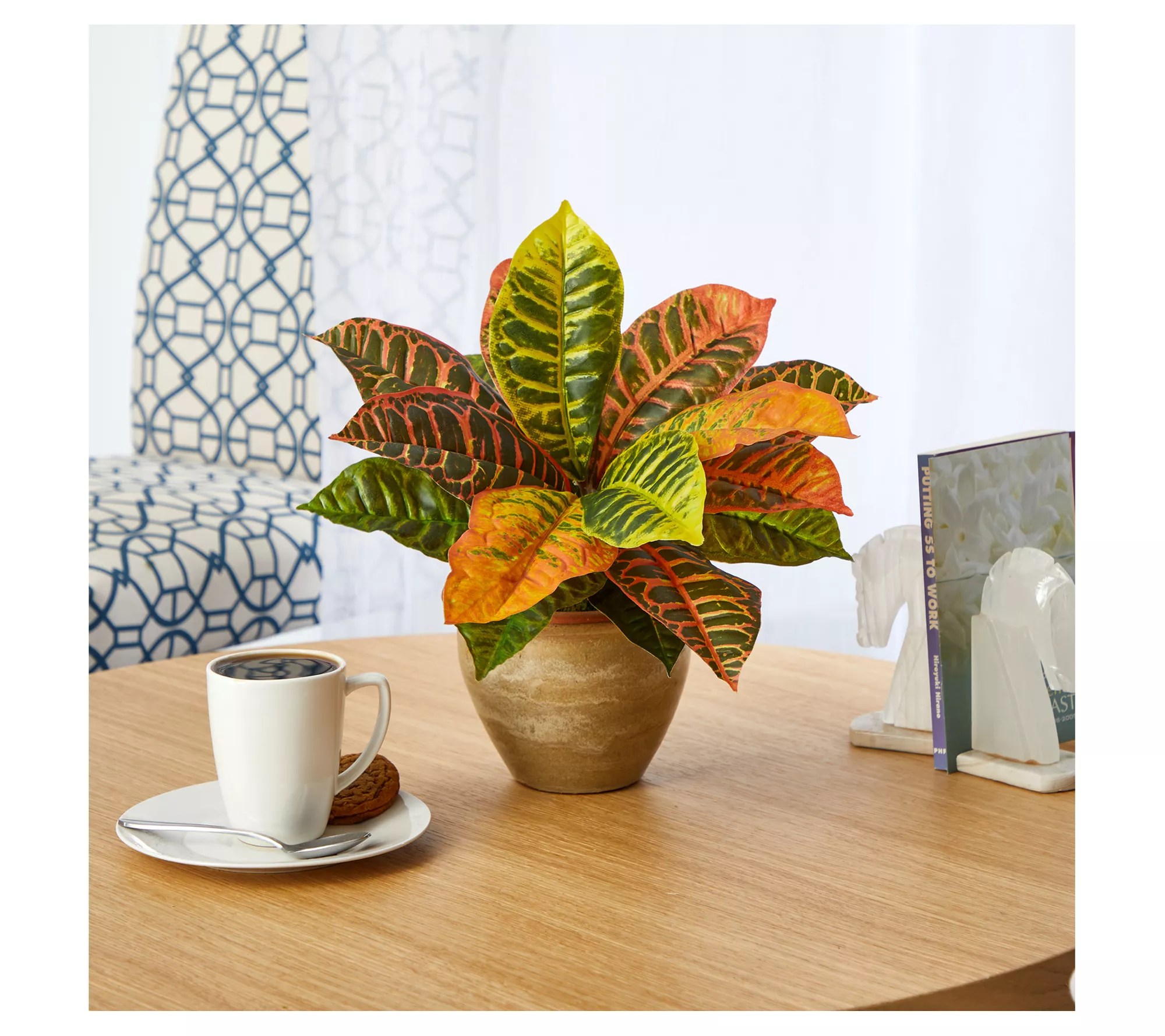 Nearly Natural 15" Garden Croton Artificial Plant in Planter