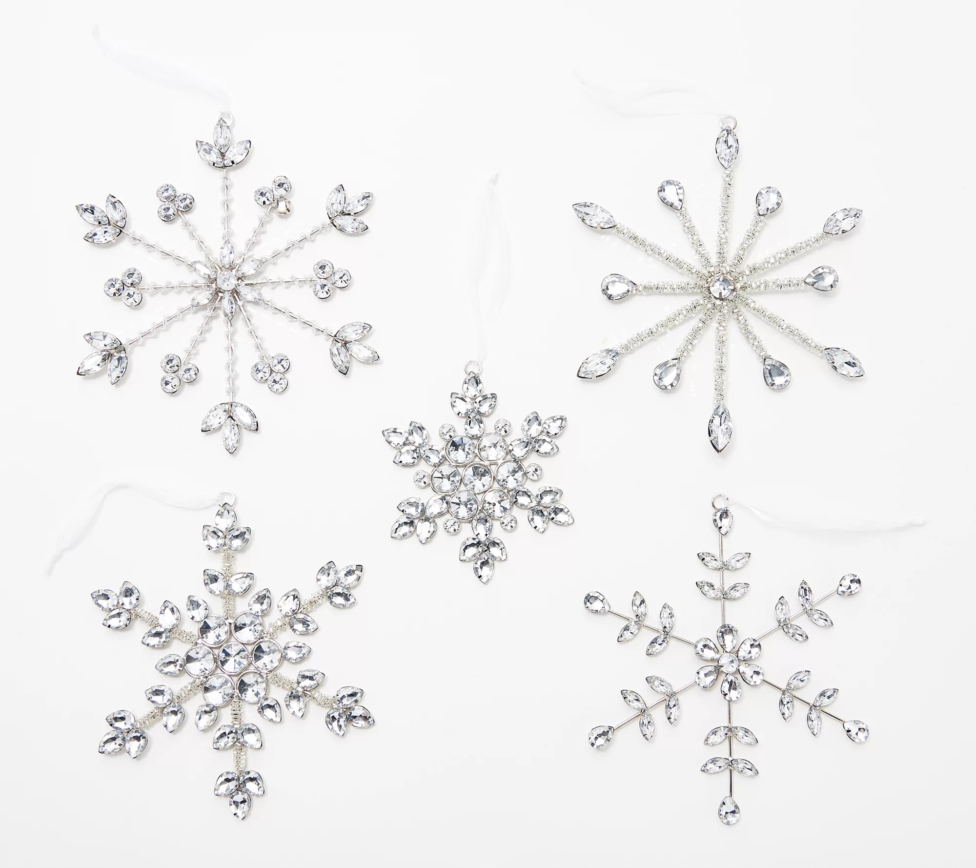 Martha Stewart Set of 5 Jeweled Snowflake Ornaments