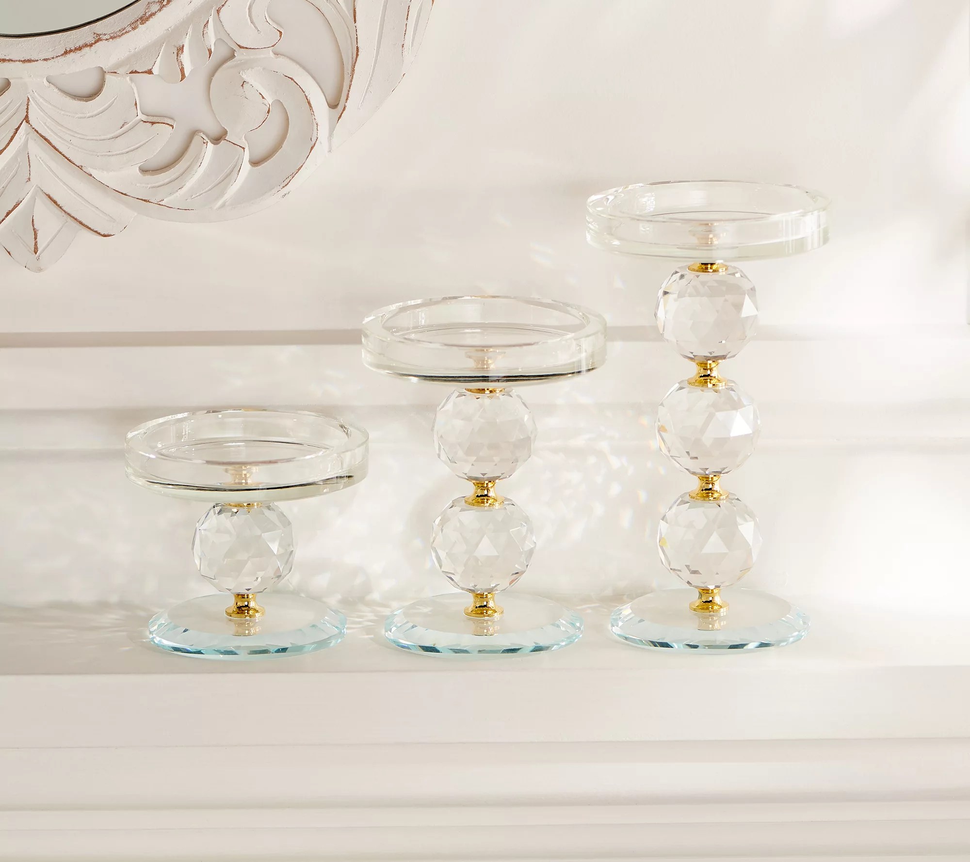Set of Faceted Glass Crystal Pedestals by Valerie