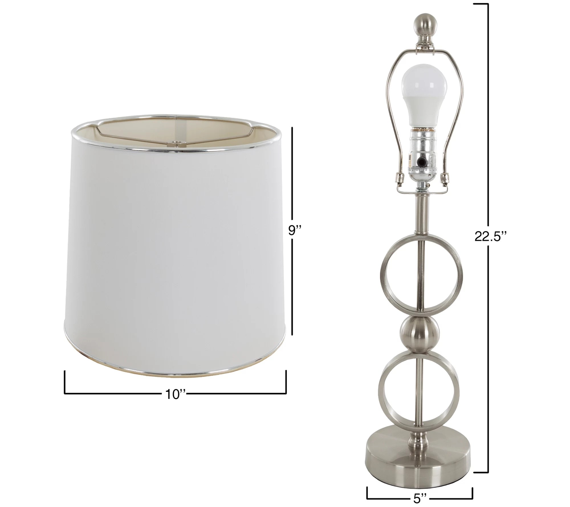 Lavish Home Table Lamps Set of 2, Modern Steel