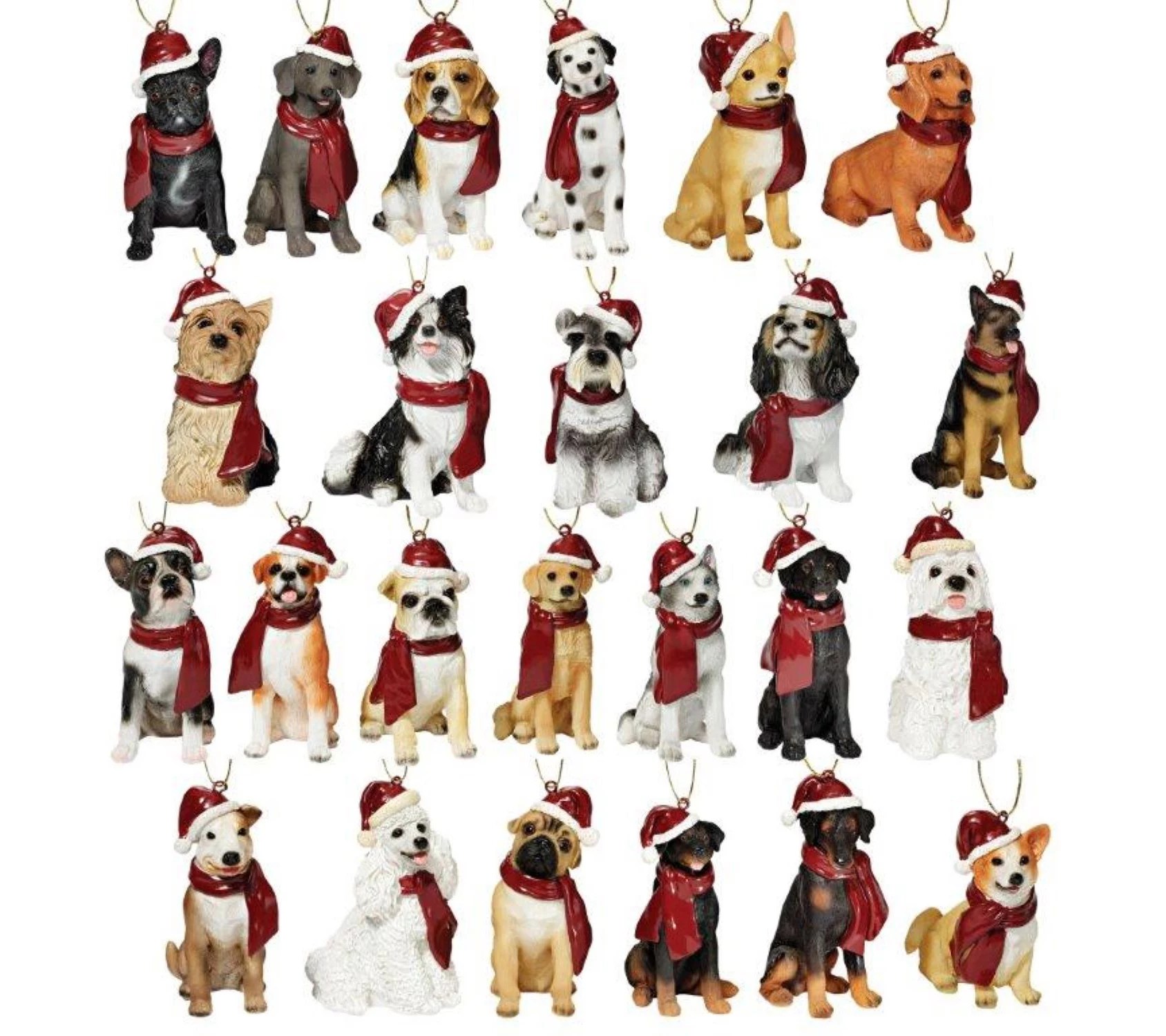 Design Toscano Set of 24 Holiday Dog Ornaments