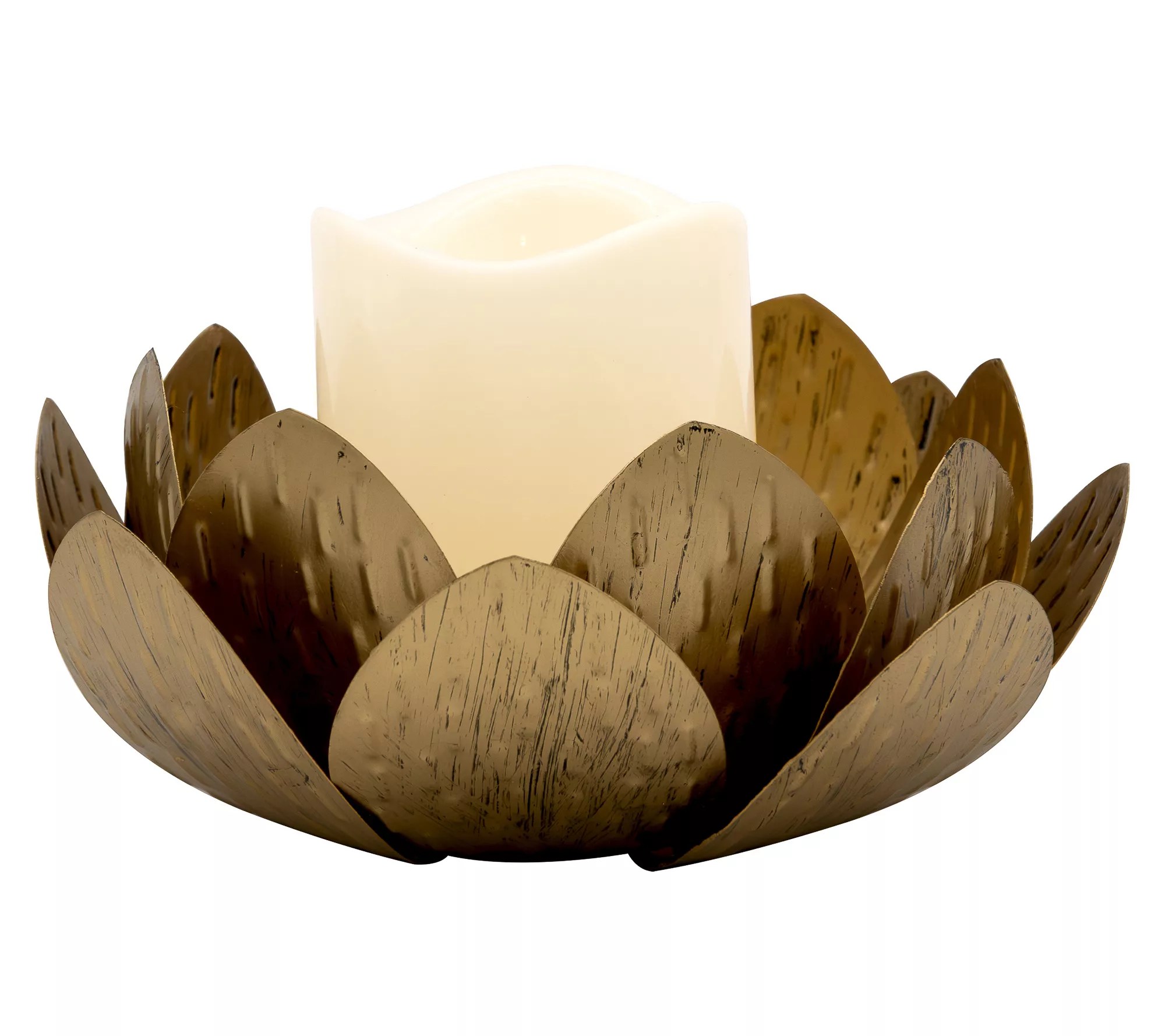 LumaBase Gold Leaf Candleholder w/ BatteryOperated Candle