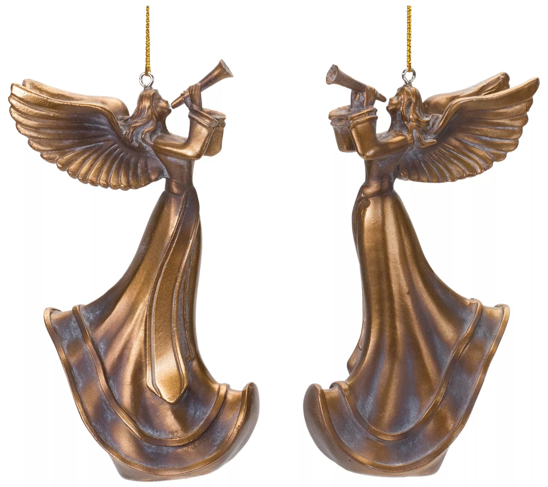 Melrose Bronze Trumpet Angel Ornament (Set of 6)
