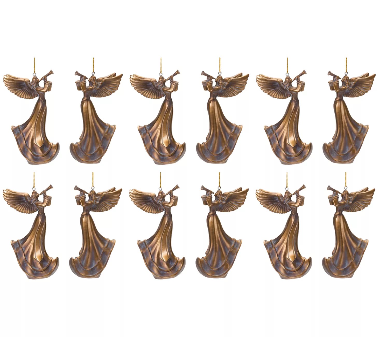 Melrose Bronze Trumpet Angel Ornament (Set of 6)