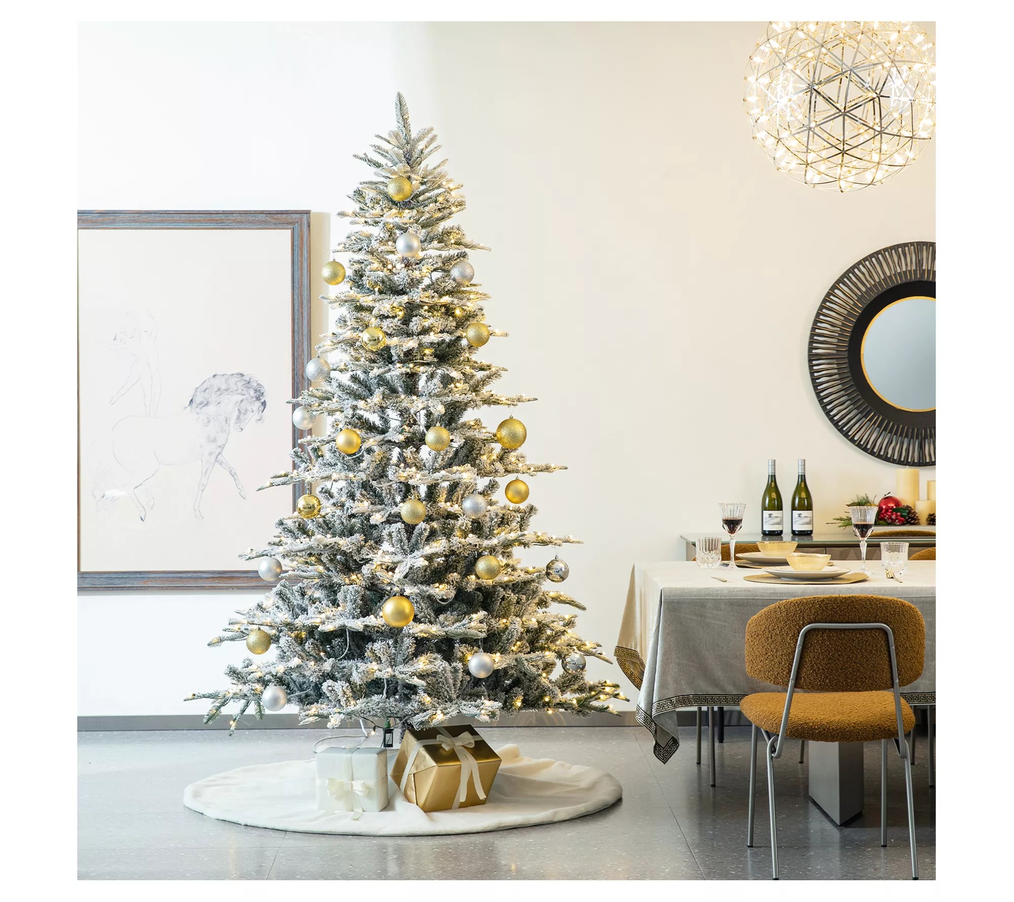 Glitzhome 60"D Oversized Faux Rabbit Fur Christmas Tree Skirt