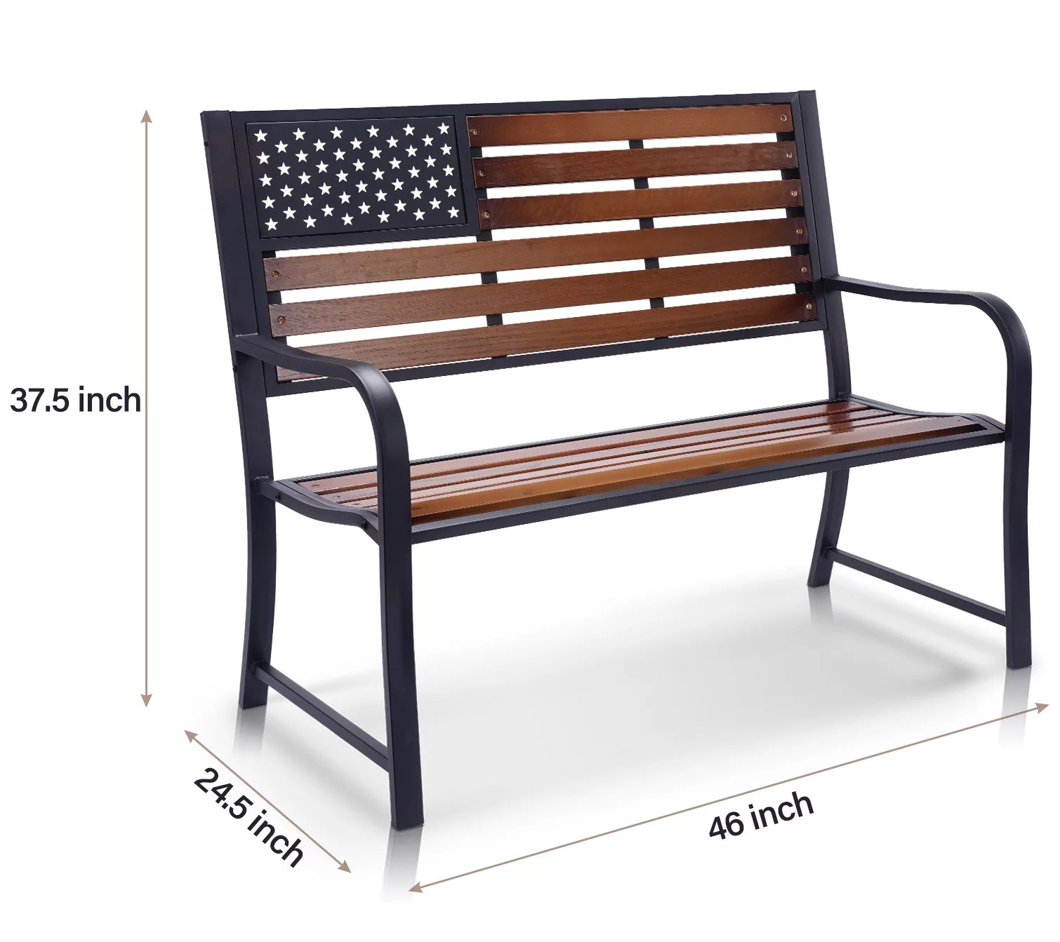 Backyard Expressions American Flag Patio Bench/ Wooden Slats