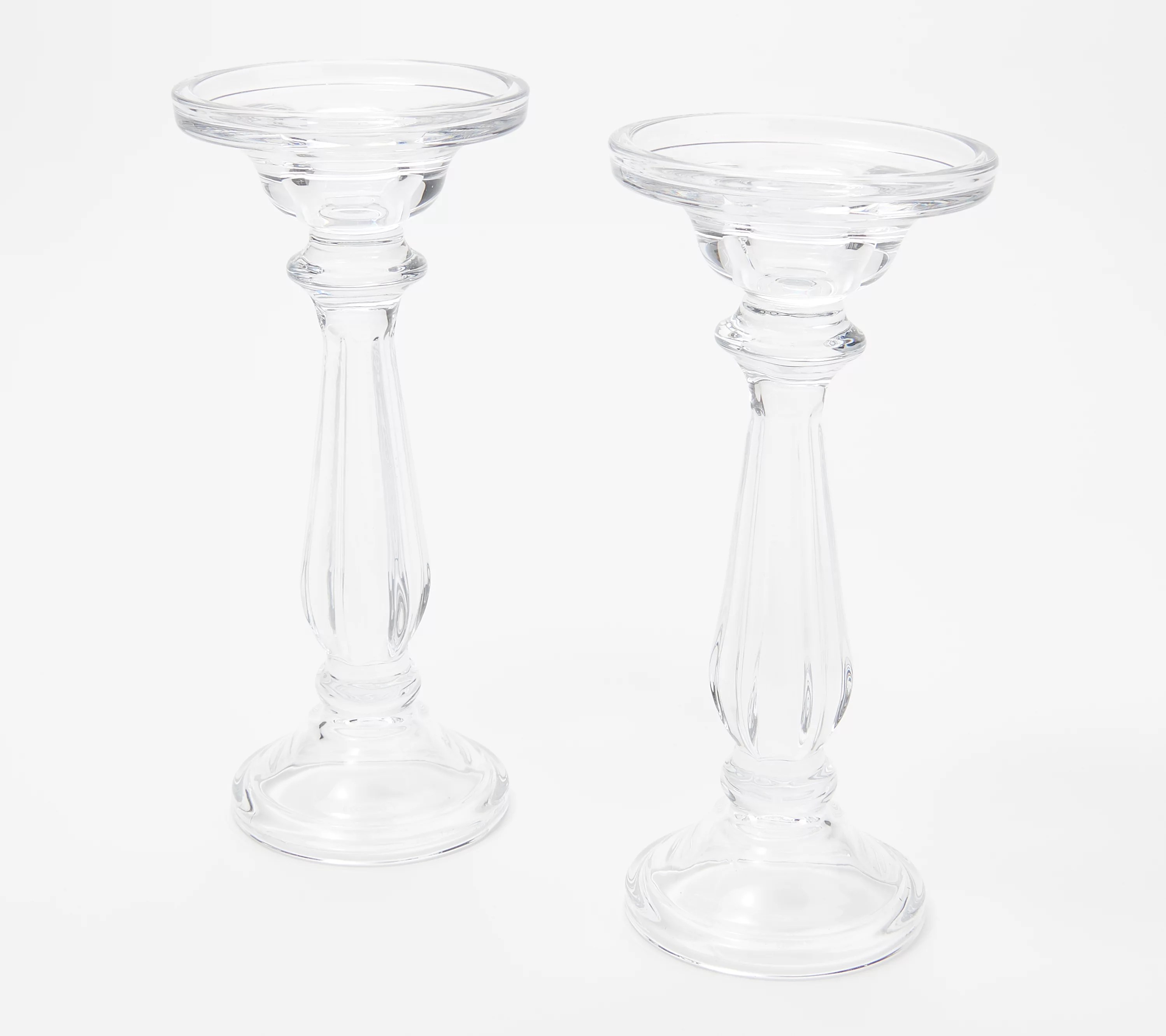 Set of (2) 8" Glass Pedestal Candle Holders by Valerie