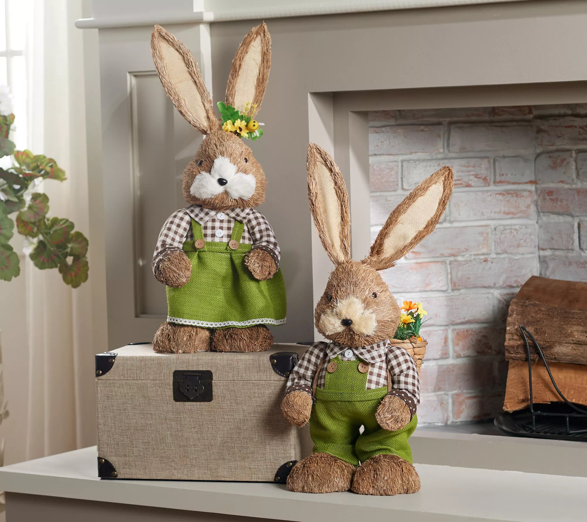 Oversized 23.5" Sisal Bunny Couple by Valerie by Valerie