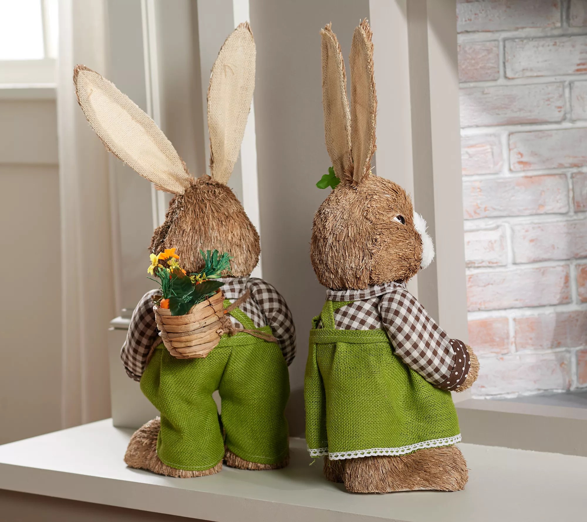 Oversized 23.5" Sisal Bunny Couple by Valerie by Valerie