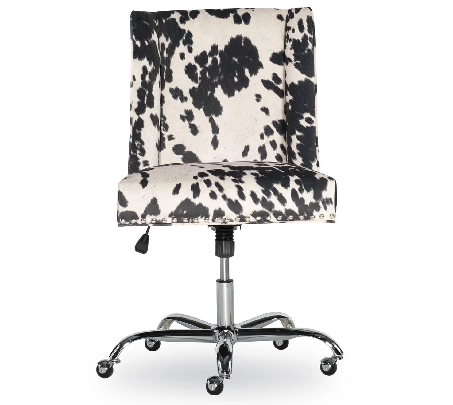 Linon Home Walker Black Cow Print Office Chair