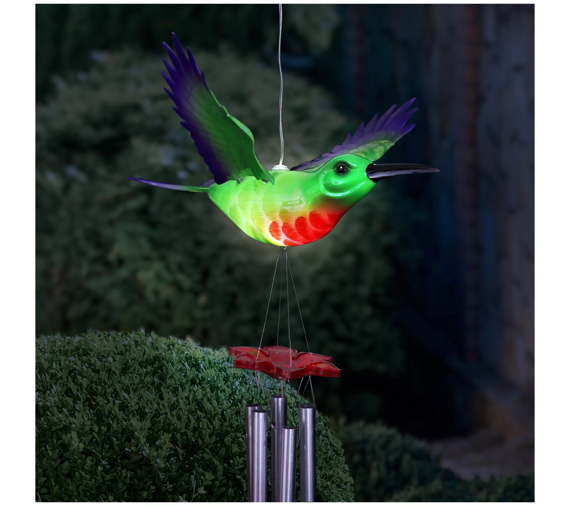 Exhart Solar Hummingbird Fluttering Wings Wind Chime
