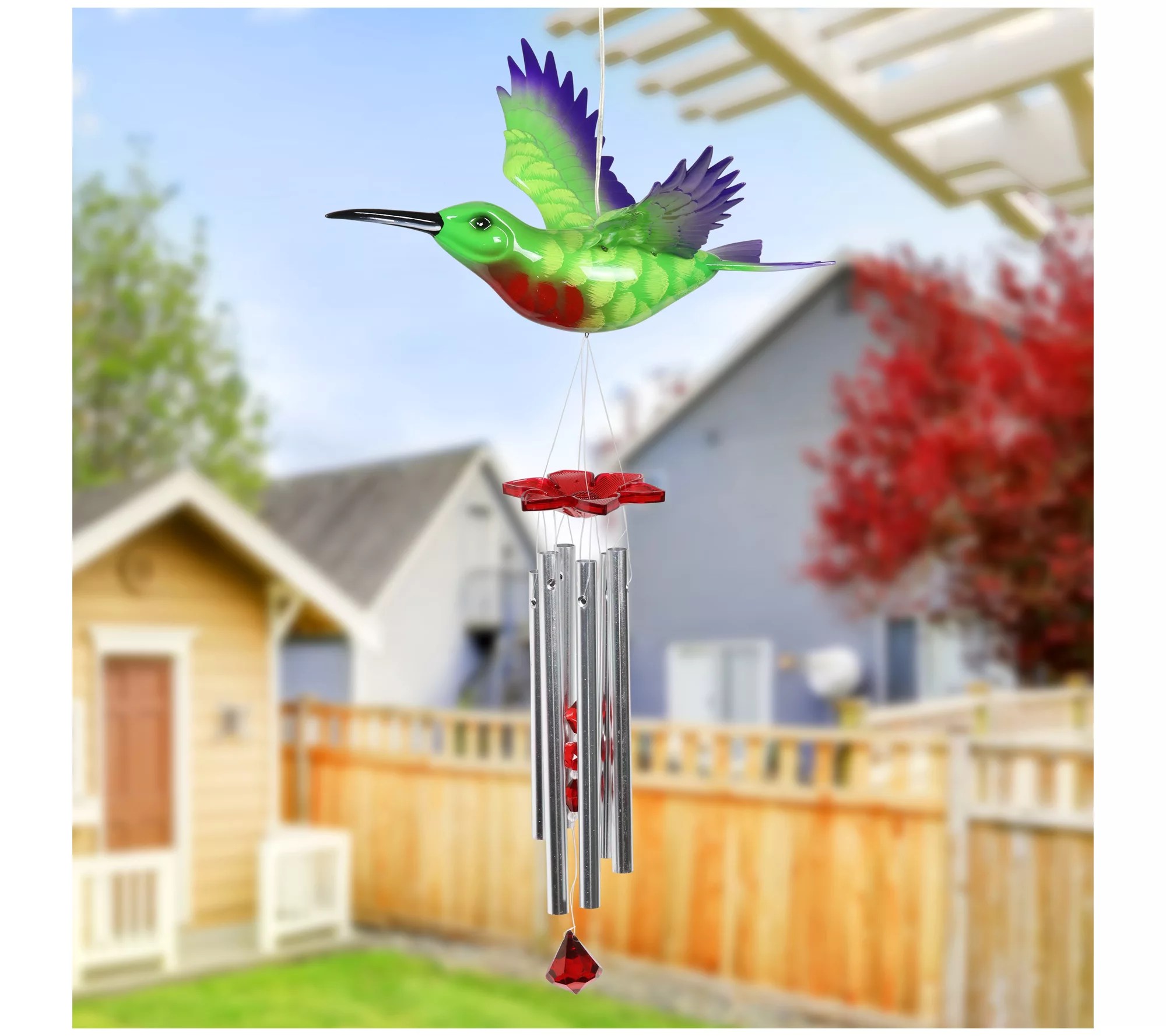 Exhart Solar Hummingbird Fluttering Wings Wind Chime