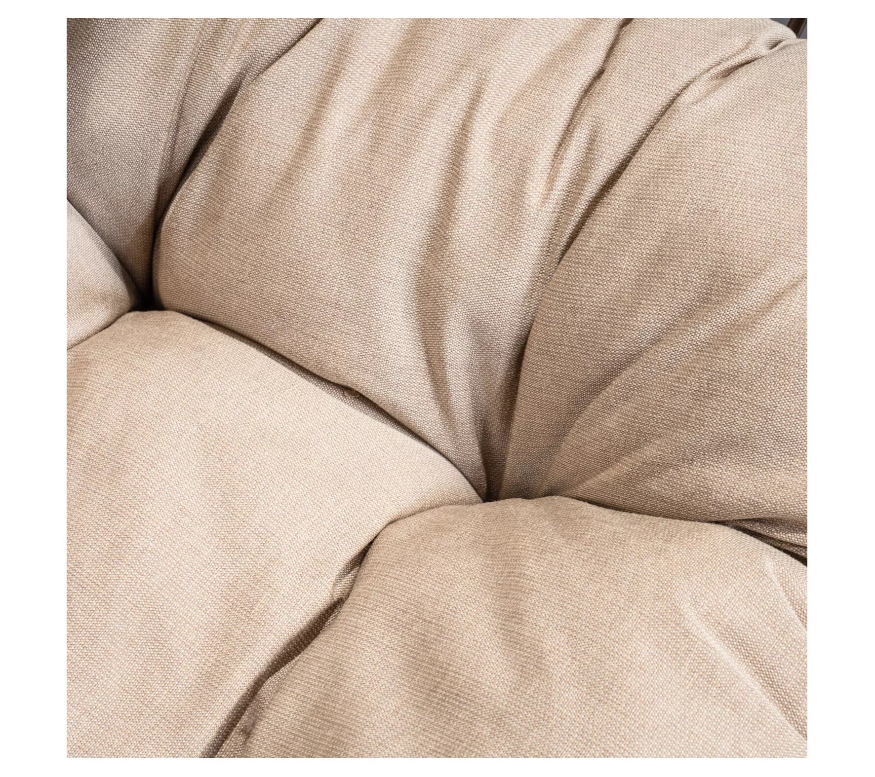 Hanover Isla Br own Wicker Hang ing Egg Chair w ith Taupe Cushi