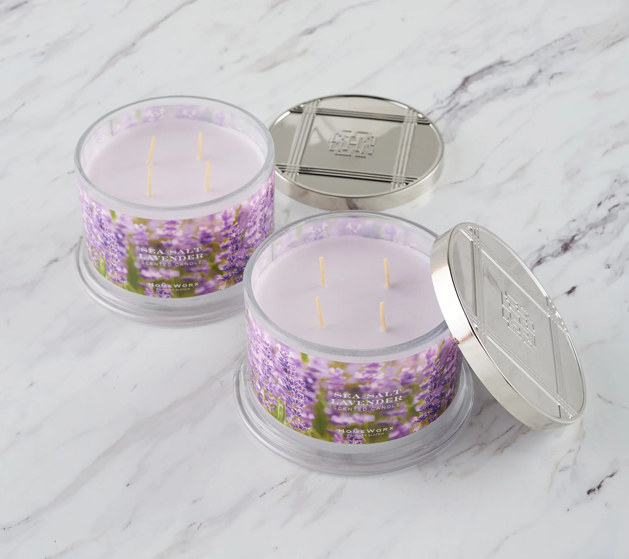 HomeWorx by Slatkin & Co. S/2 Sea Salt Lavender 18oz Candles