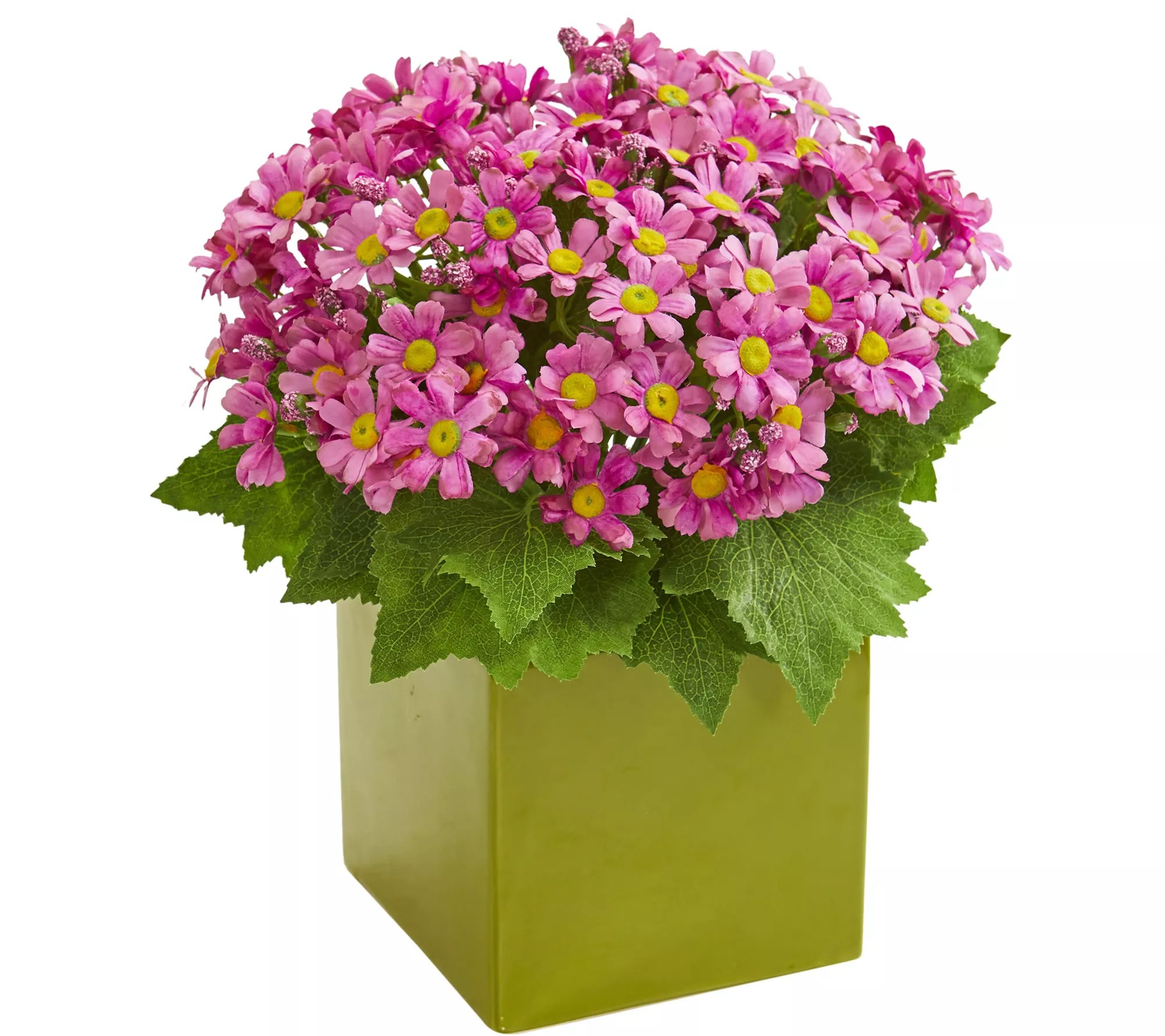 Daisy Artificial Arrangement in Green Vase by Nearly Natural