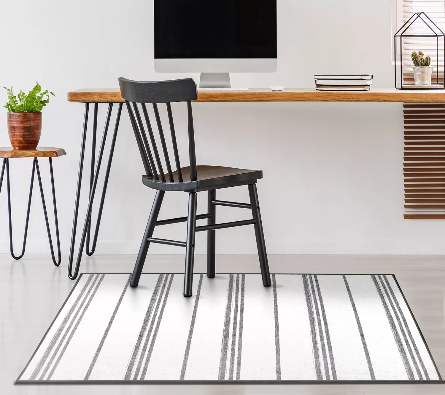 My Magic Carpet Washable Accent Rug Stripe GreyAnd White 3X5