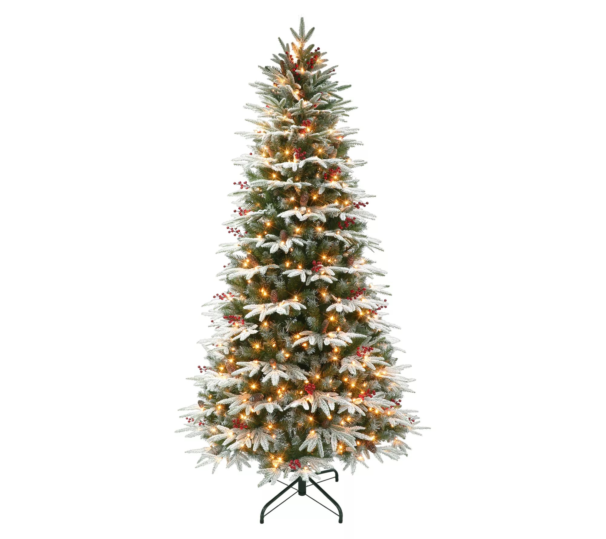 Puleo 9 ft Prelit Slim Flocked Halifax Fir Tre e