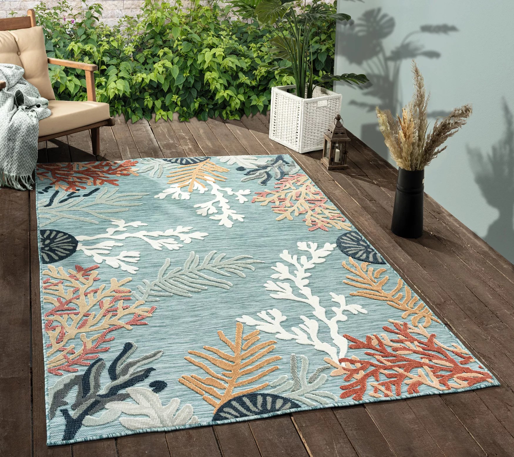 Ox Bay Coral Reef HiLow Indoor/Outdoor Area Rug, 7'9" x 9'9"
