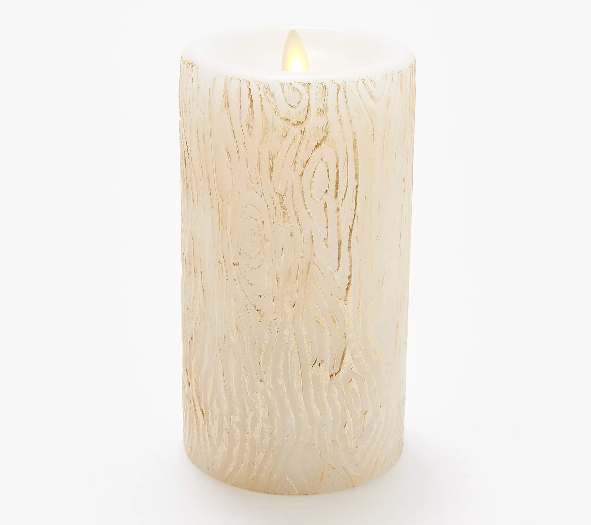 Martha Stewart Flameless Set of (2) 7" Faux Bois Pillar Candles